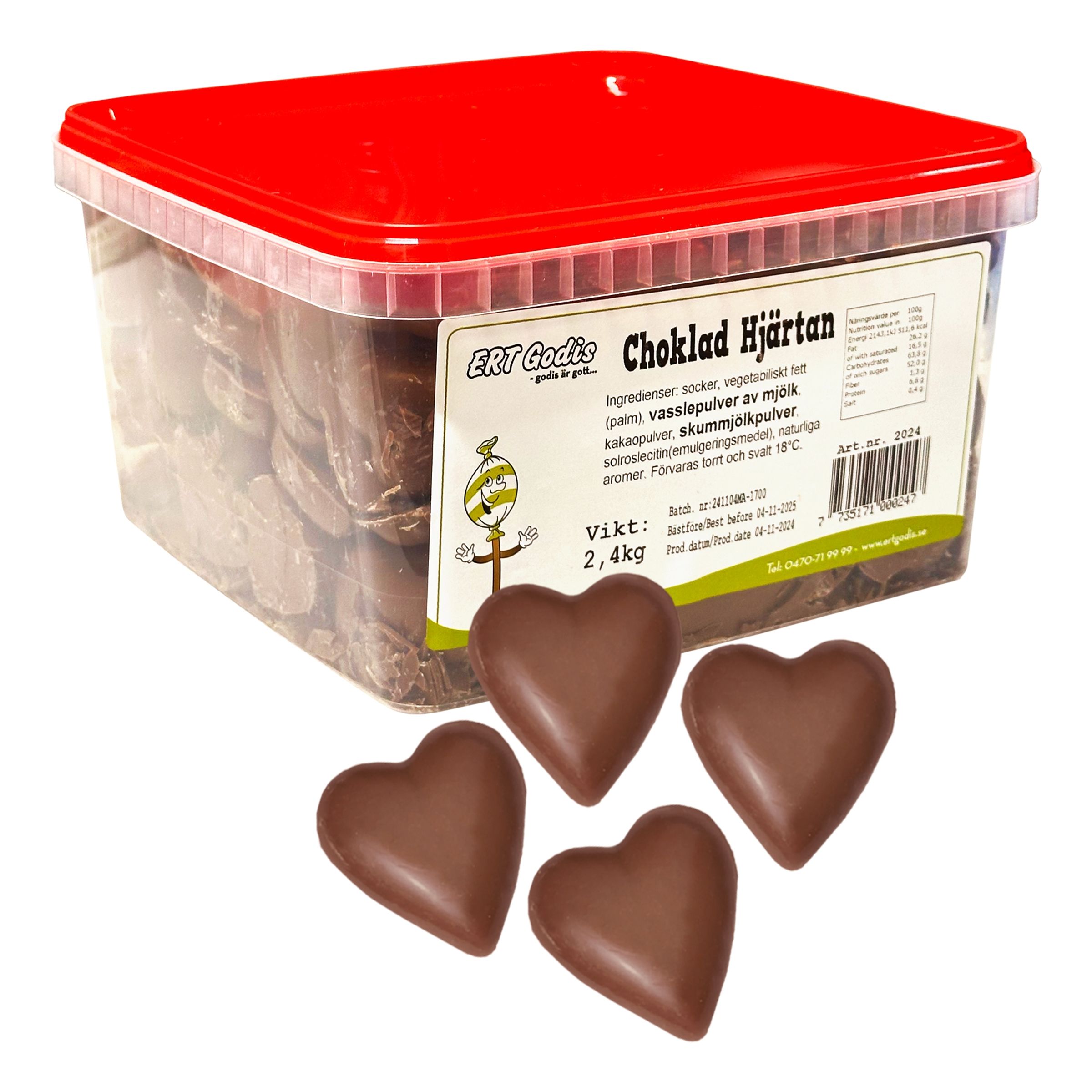 Chokladhjärtan Storpack - 2,4 kg | Hem - Godis & Läsk - Godis - Choklad | Maskeradspecialisten
