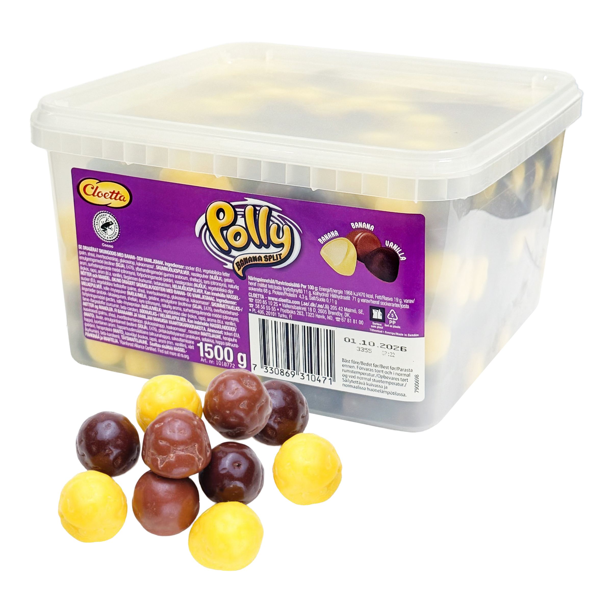Cloetta Polly Banana Split Storpack - 1,5 kg | Hem - Godis & Läsk - Godis - Choklad | Maskeradspecialisten