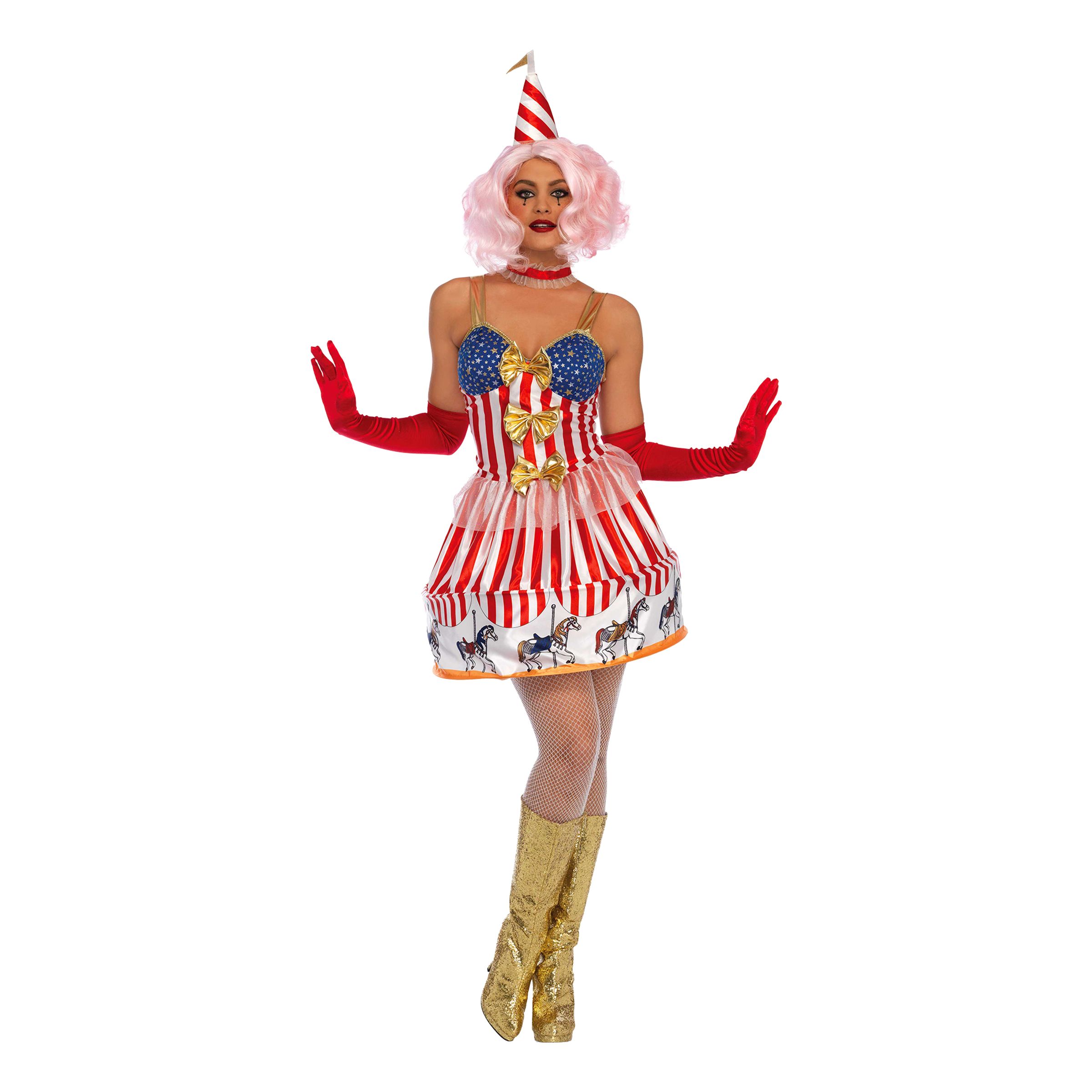 Clown Karusell Klänning Deluxe Maskeraddräkt - Medium | Hem - Maskerad - Maskeraddräkter - Damdräkter | Maskeradspecialisten