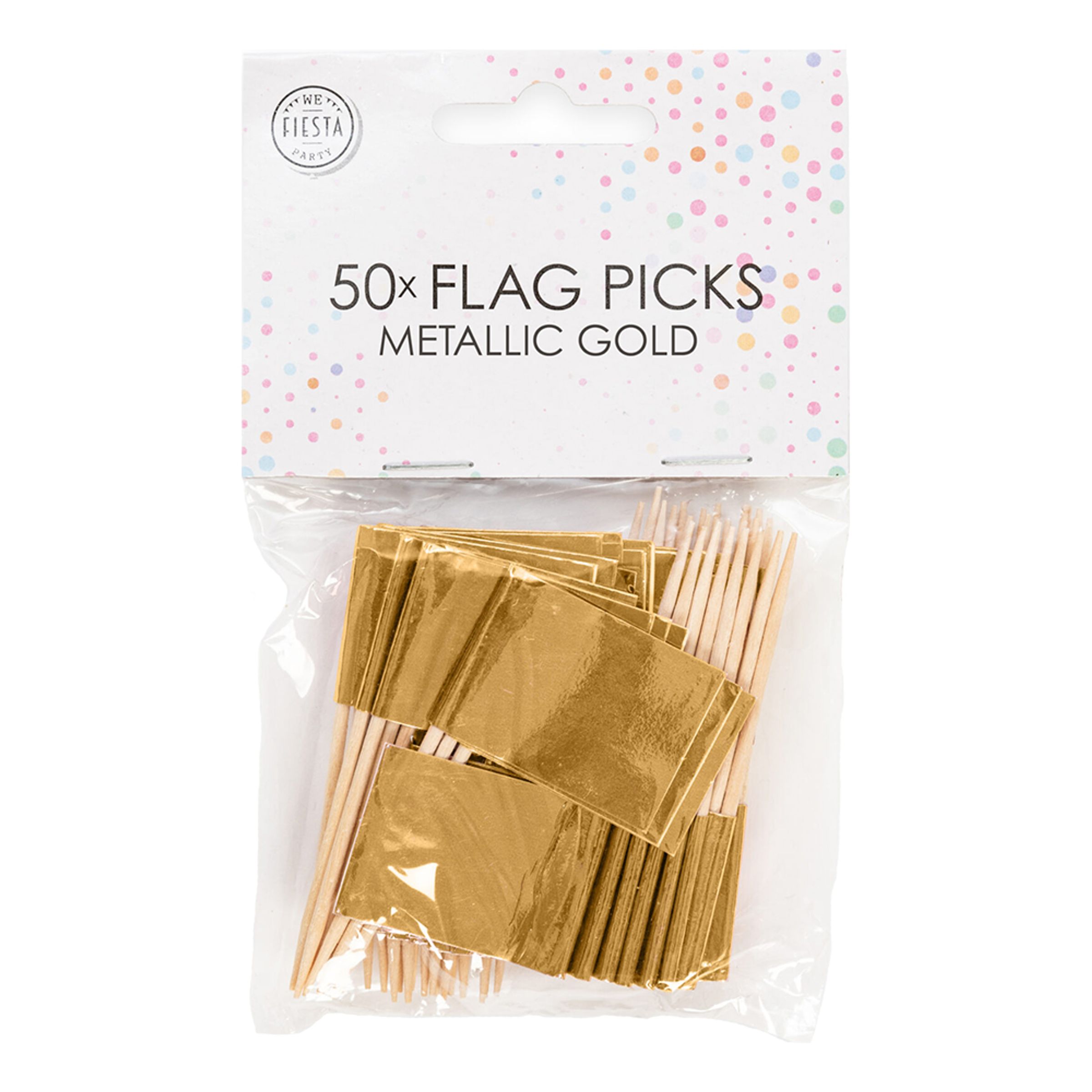 Cocktailflag Guld Metallic - 50-pak