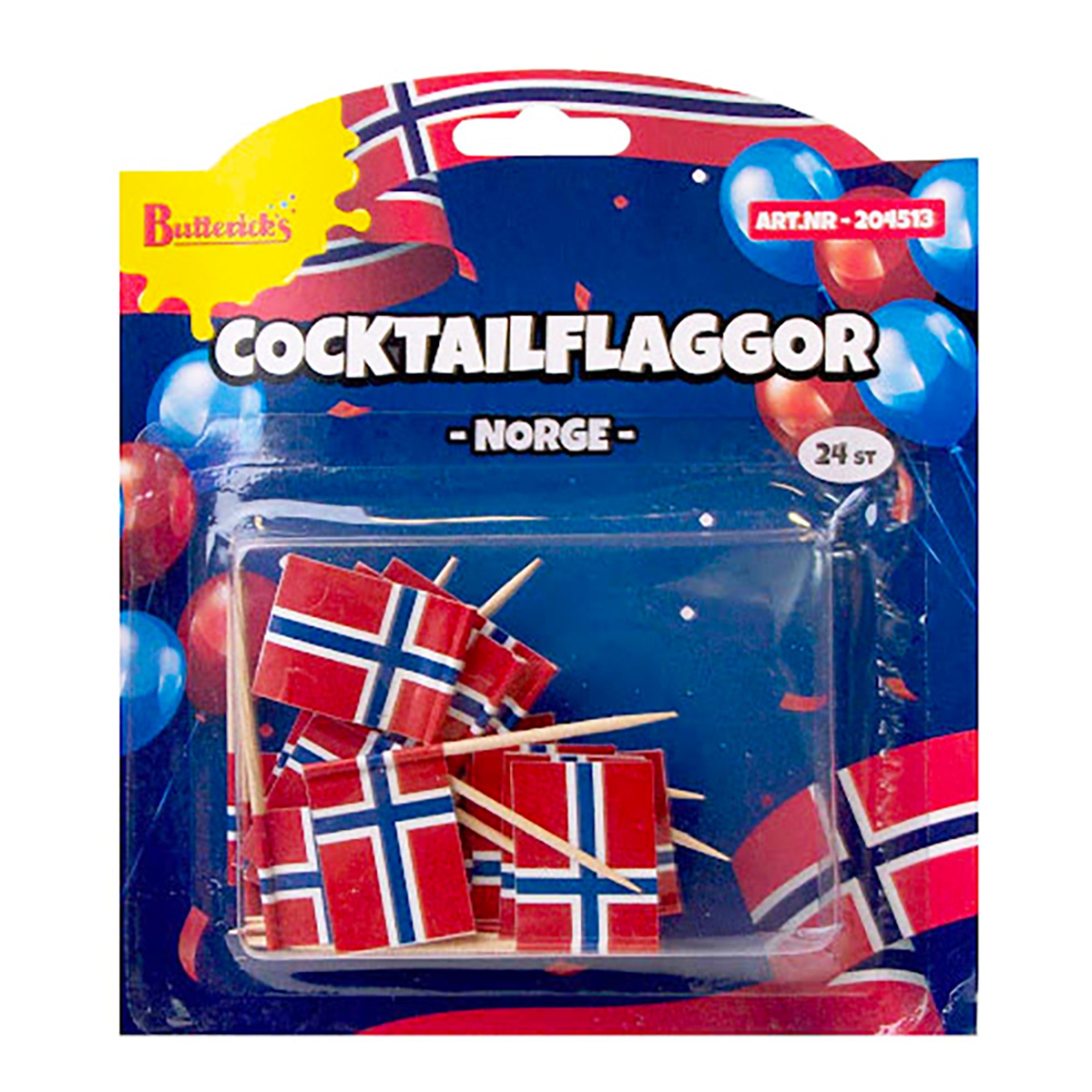 Cocktailflag Norge - 24-pak