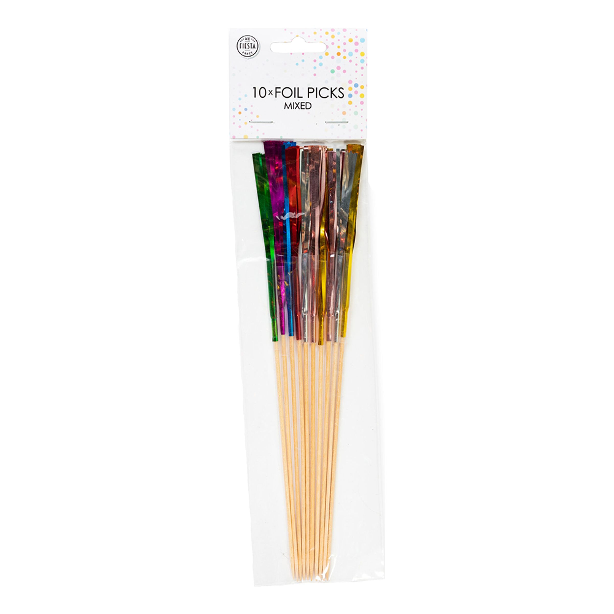 Cocktailpinde Flerfarvede Metallic - 10-pak billede