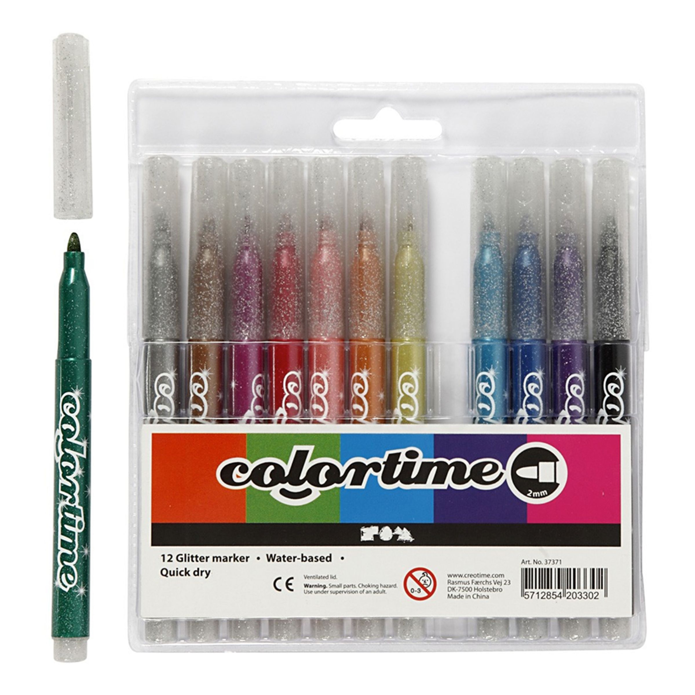 Colortime Glittertusch - 12-pack | Hem - Roliga Prylar - Hobby & Fritid - Pyssel & Hobbymaterial | Pryloteket