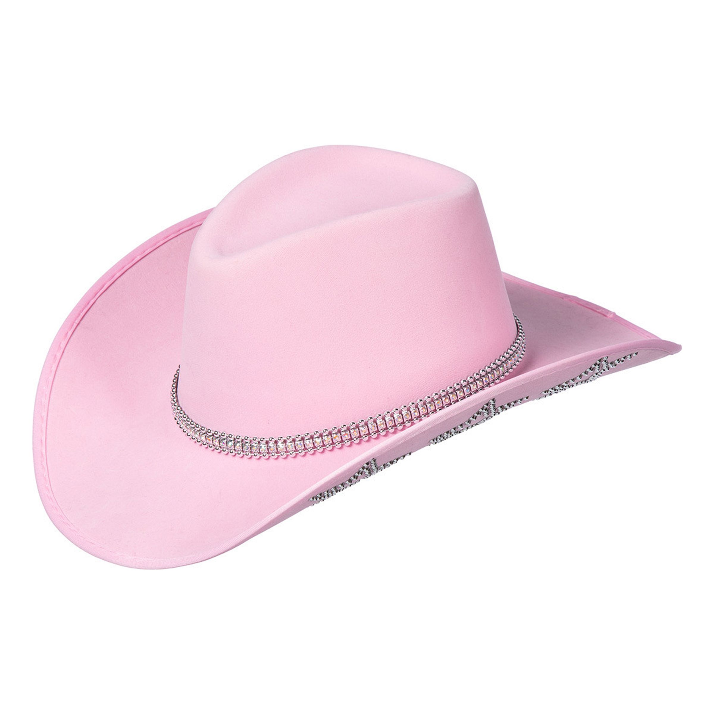 Cowboyhatt Rosa med Giltterstjärnor - One size | Hem - Maskerad - Hattar - Vuxenhattar | Pryloteket