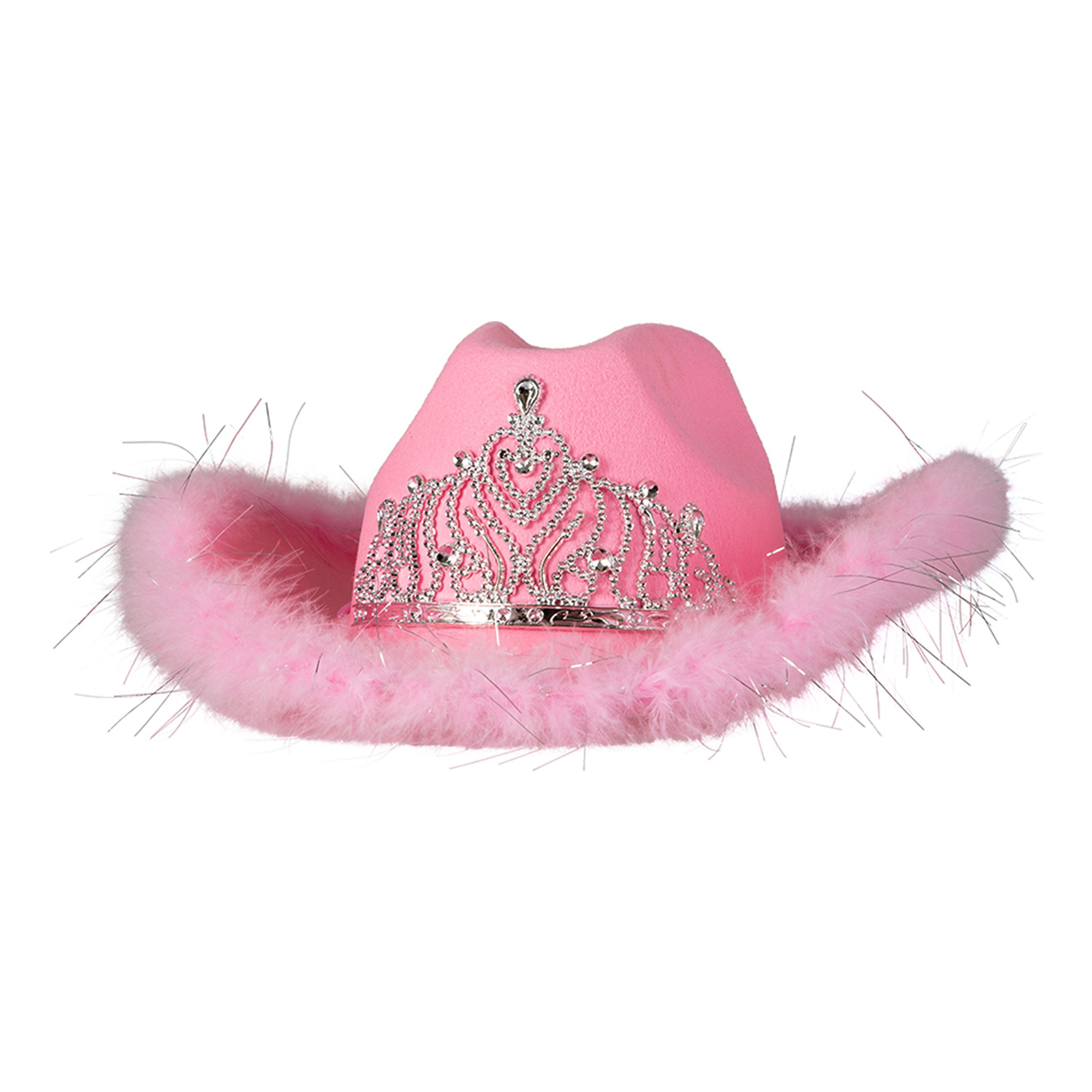Cowboyhatt Rosa med Silvertiara - One size | Hem - Teman - Evenemang - Möhippa | Pryloteket