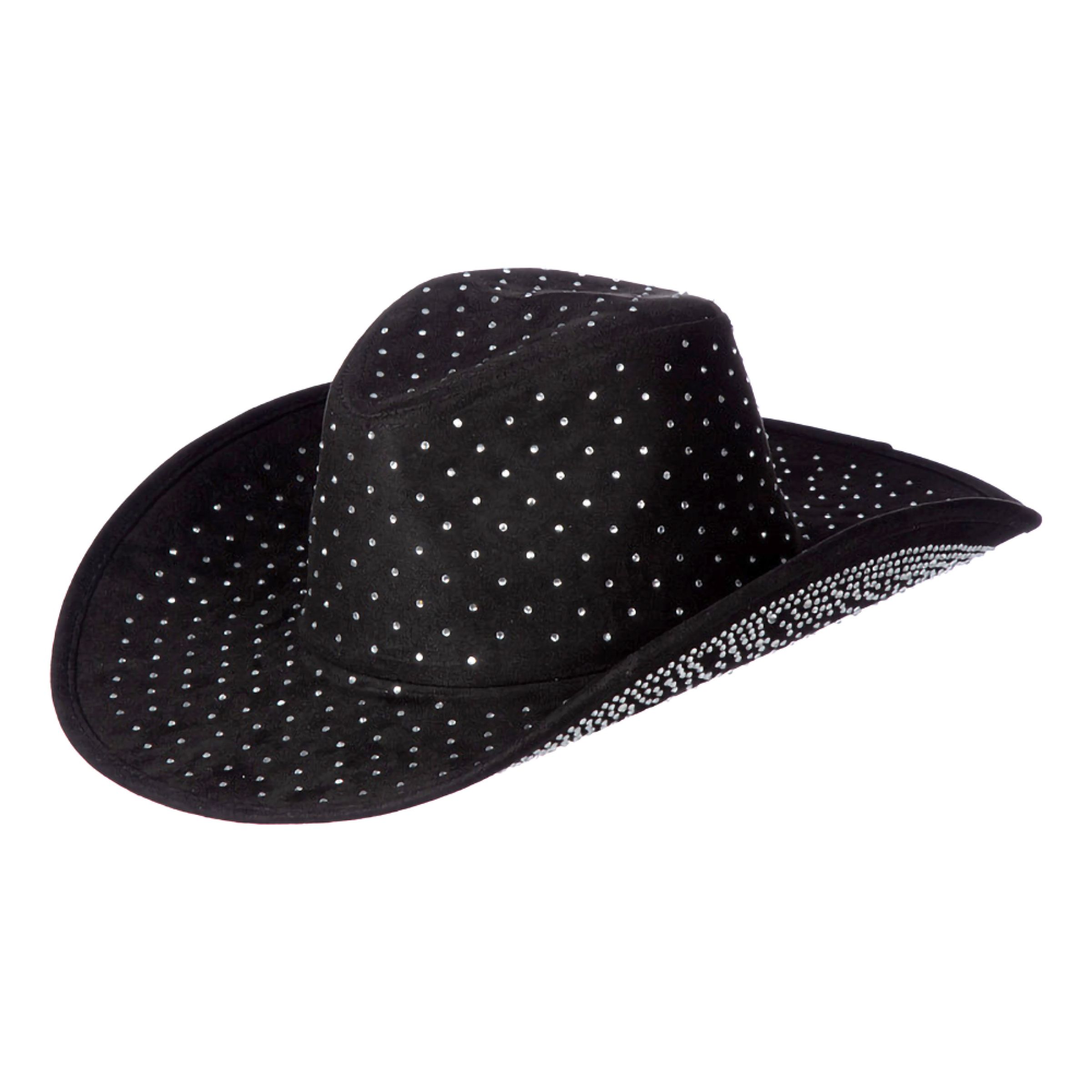 Cowboyhatt Svart med Stenar - One size