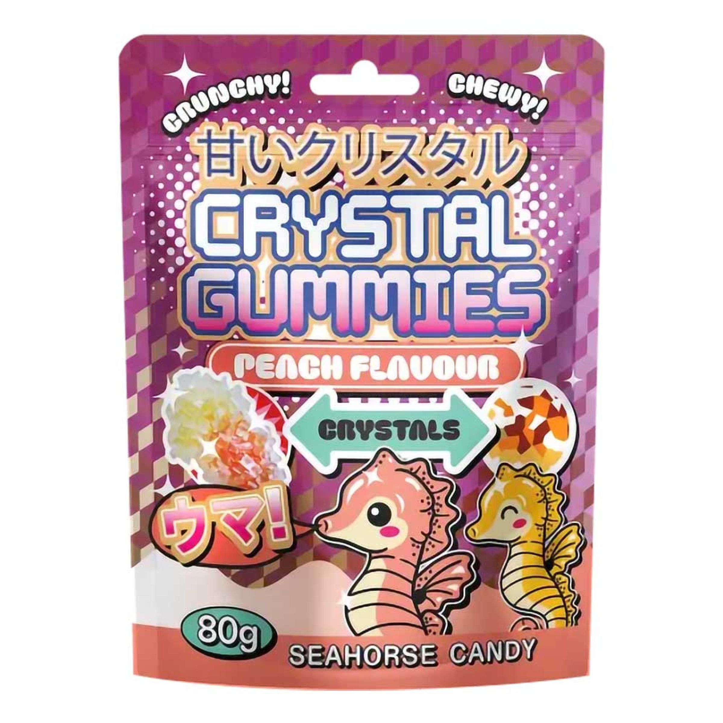 Crystal Gummies Peach Flavour Seahorse Candy - 80 g