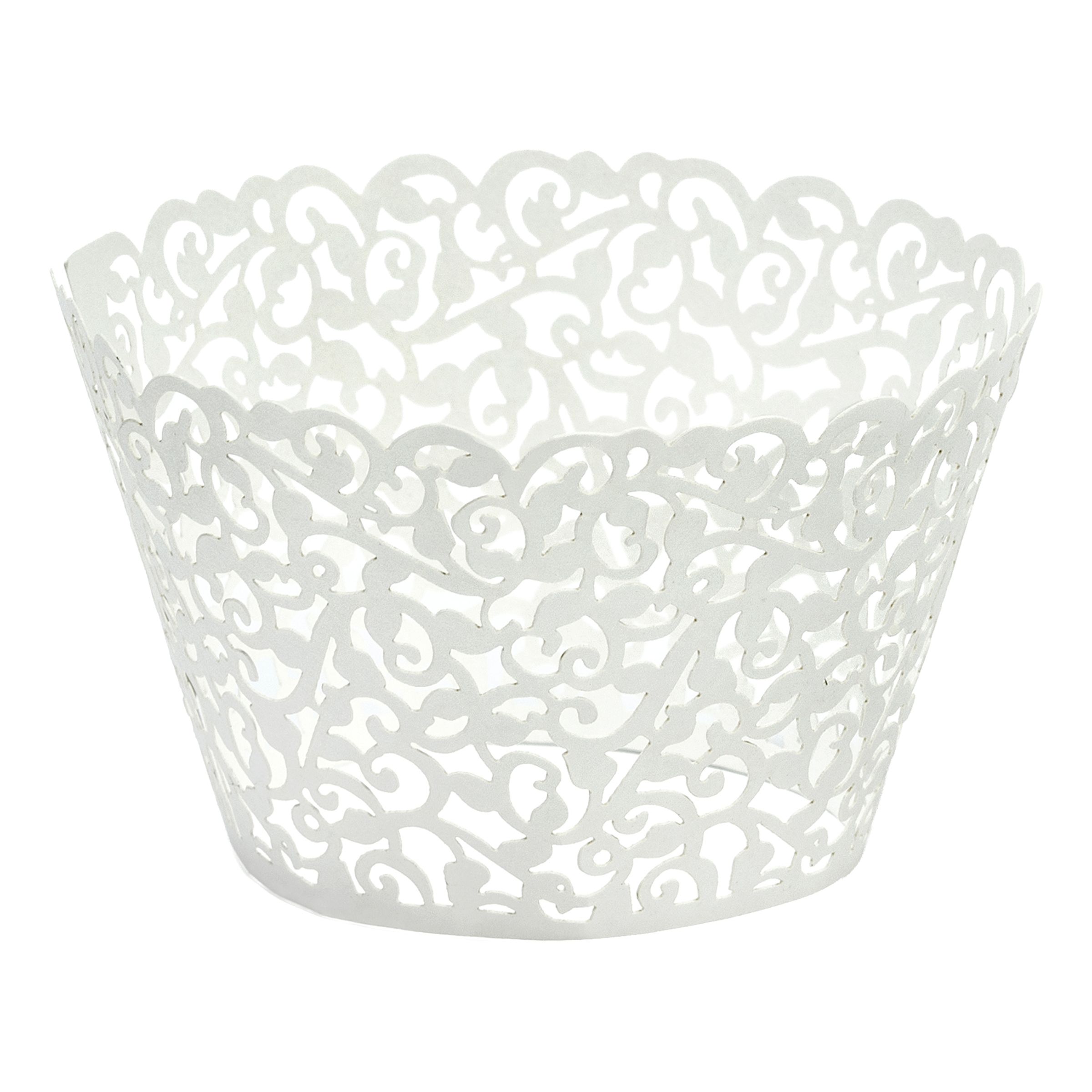 Cupcake Wrappers Hvid Lace - 10-pak
