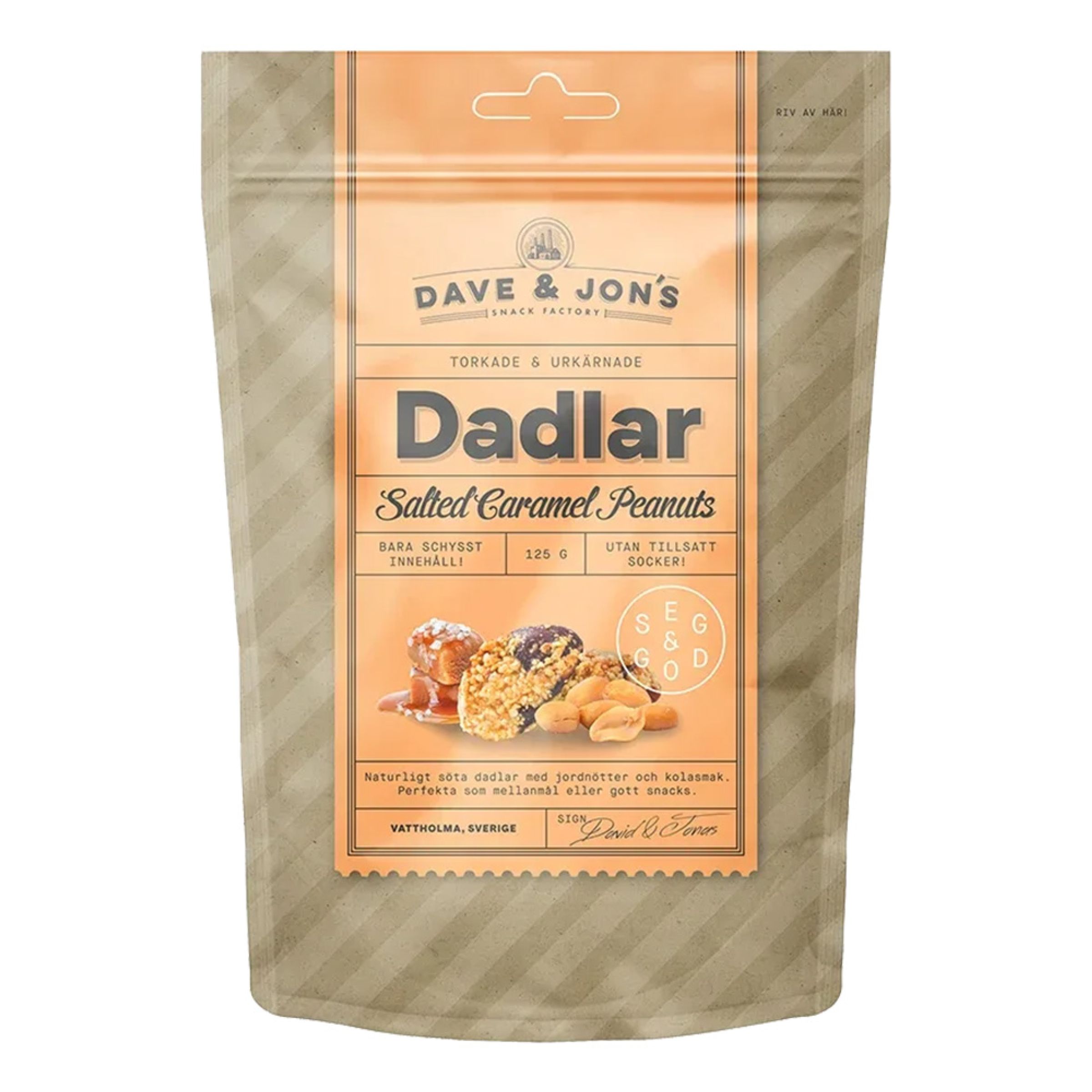 Dave & Jons Dadlar Salted Caramel Peanuts - 125 g | Hem - Godis & Läsk - Skafferi - Mellanmål & Snacks | Maskeradspecialisten