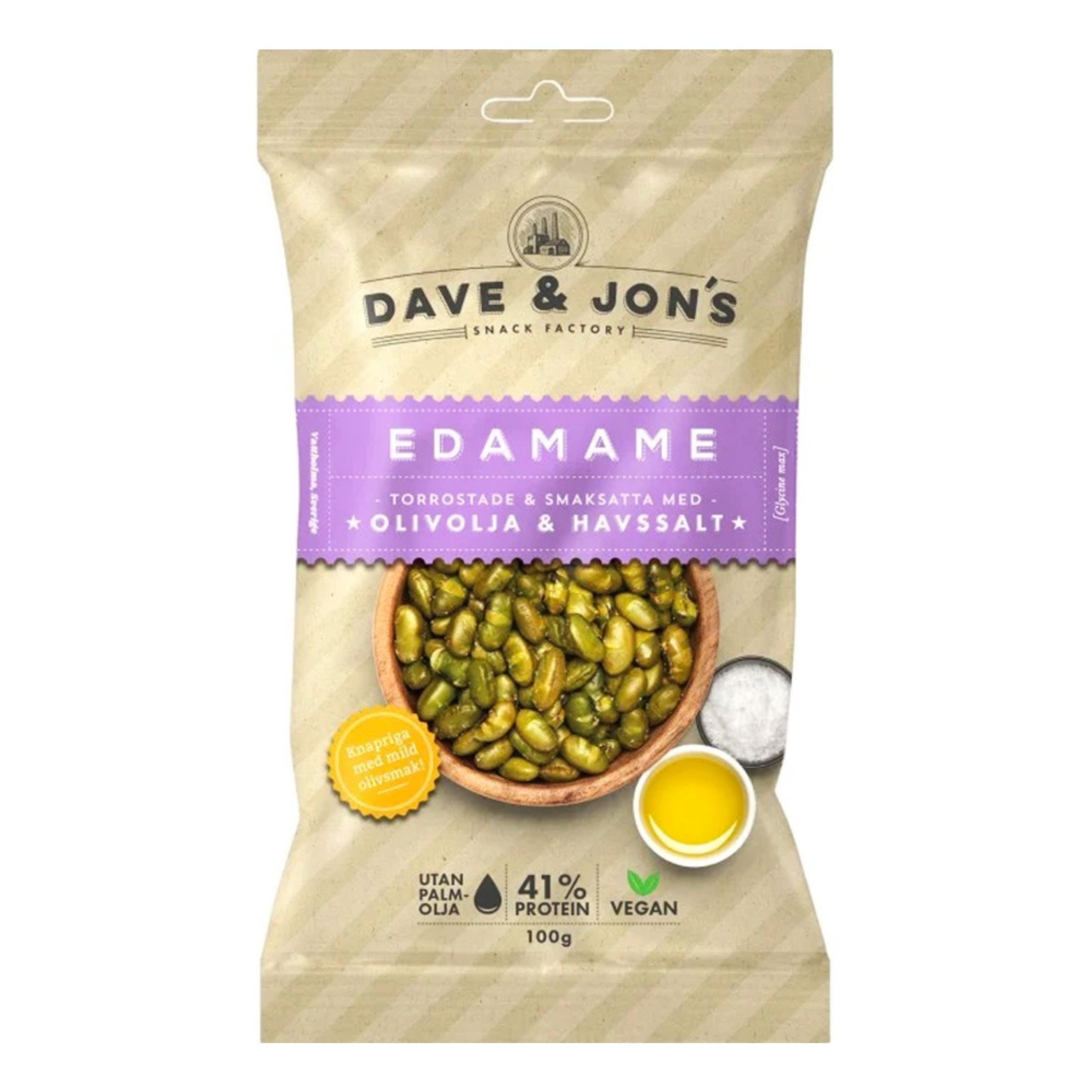 Dave & Jons Rostade Edamame Olivolja & Havssalt - 100 g | Hem - Godis & Läsk - Snacks | Maskeradspecialisten