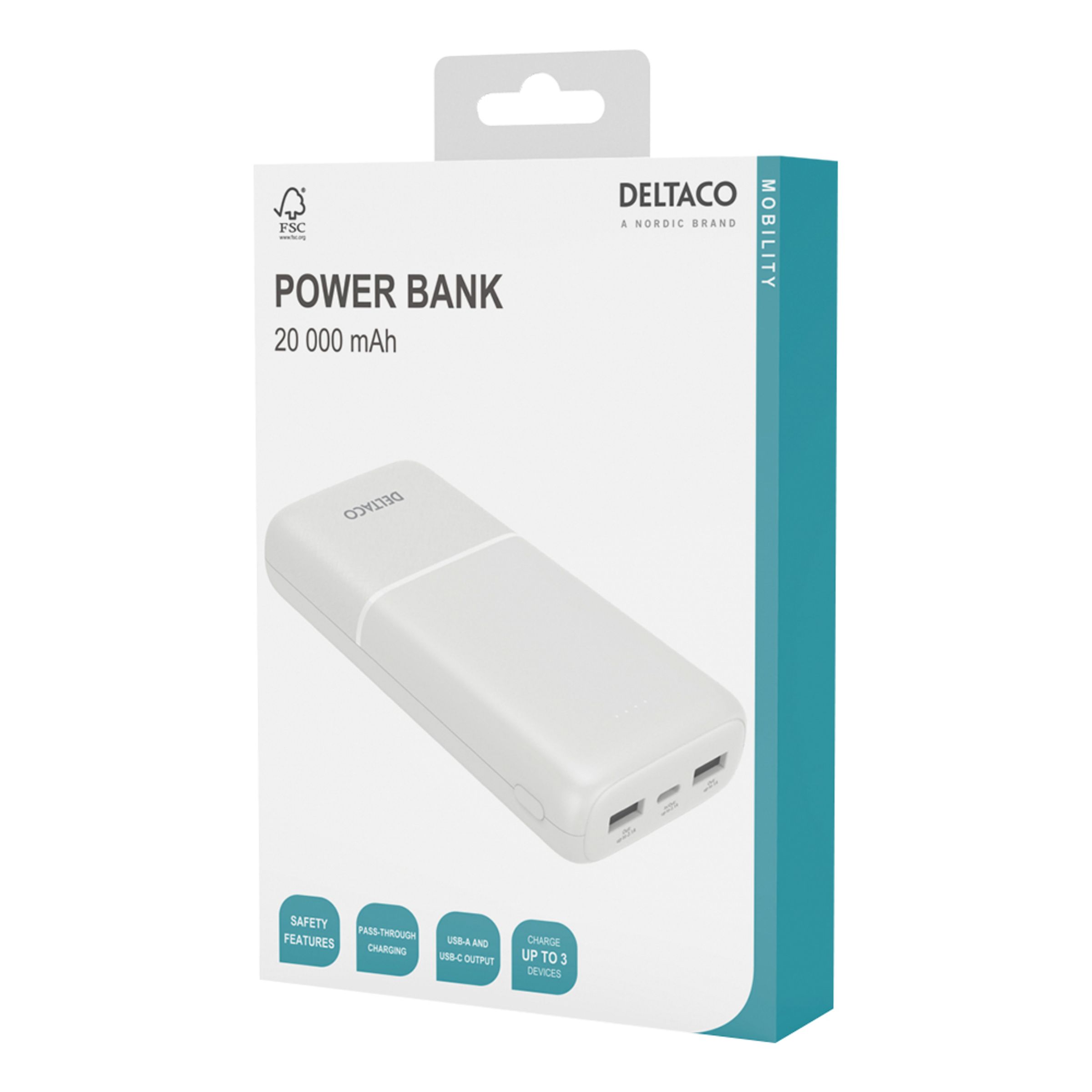 Deltaco Powerbank - 20.000 mAh | Hem - Roliga Prylar - Teknik - Mobiltillbehör | Maskeradspecialisten