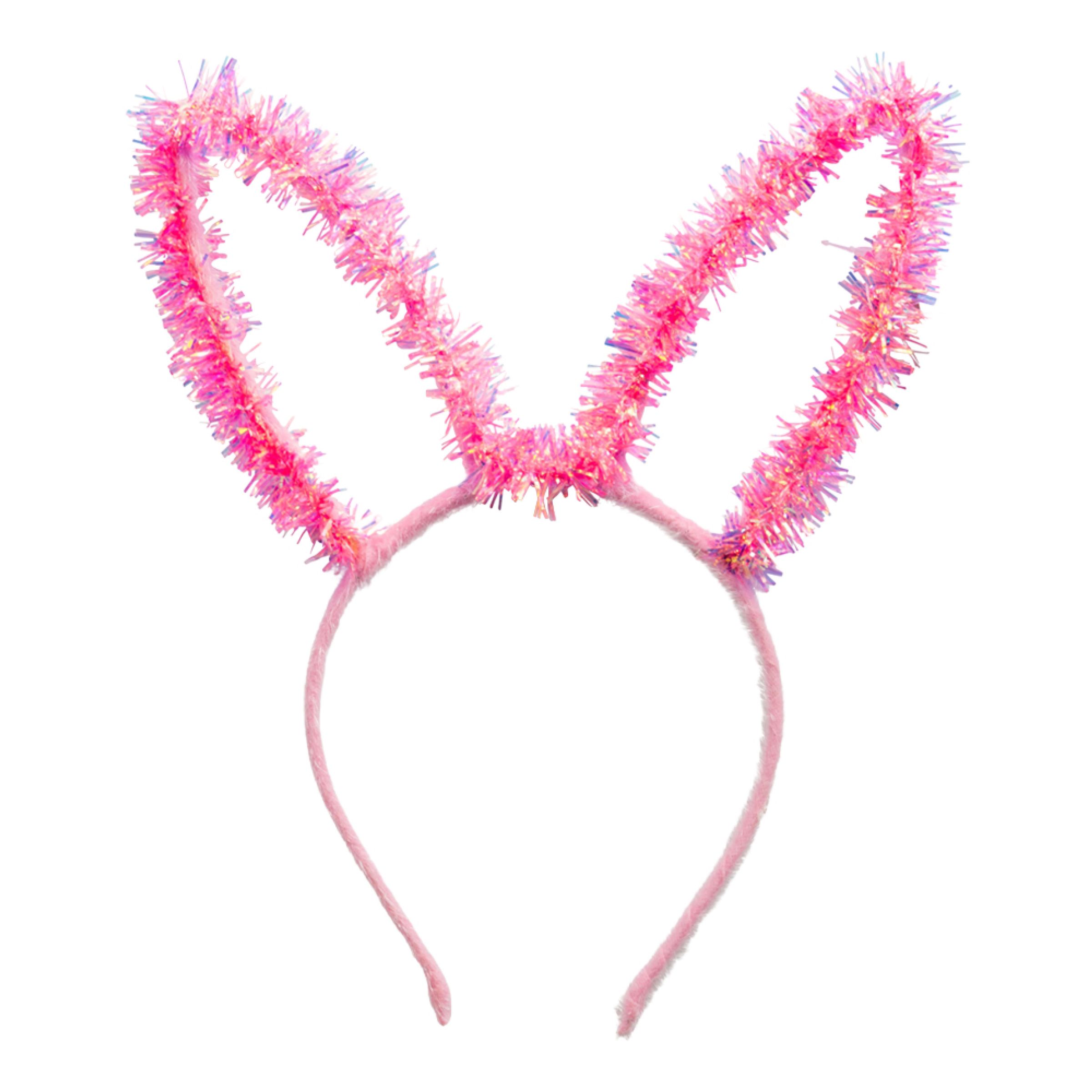 Diadem Kaninöron Glitter Rosa