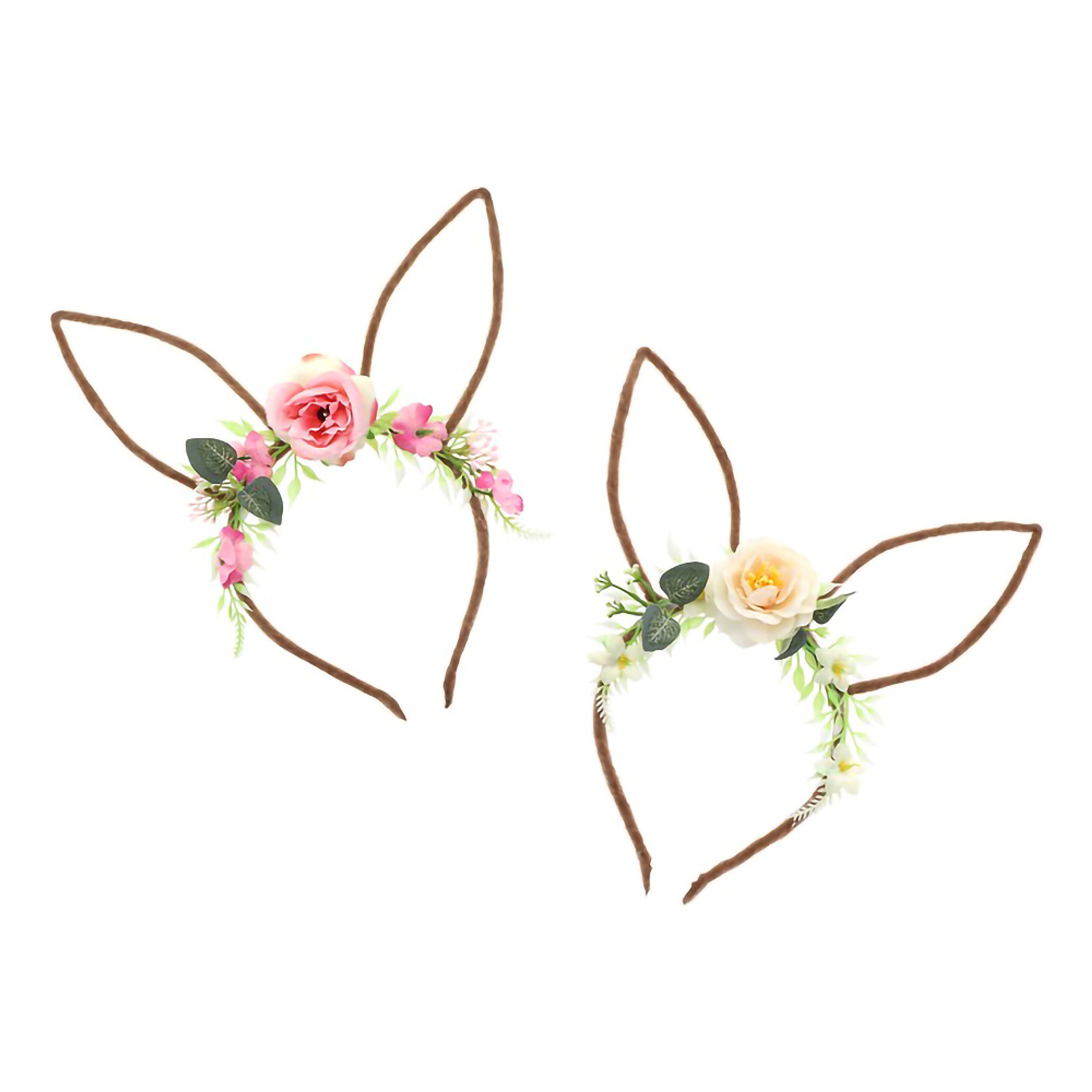 Hårbøjle Kaninører med Blomster