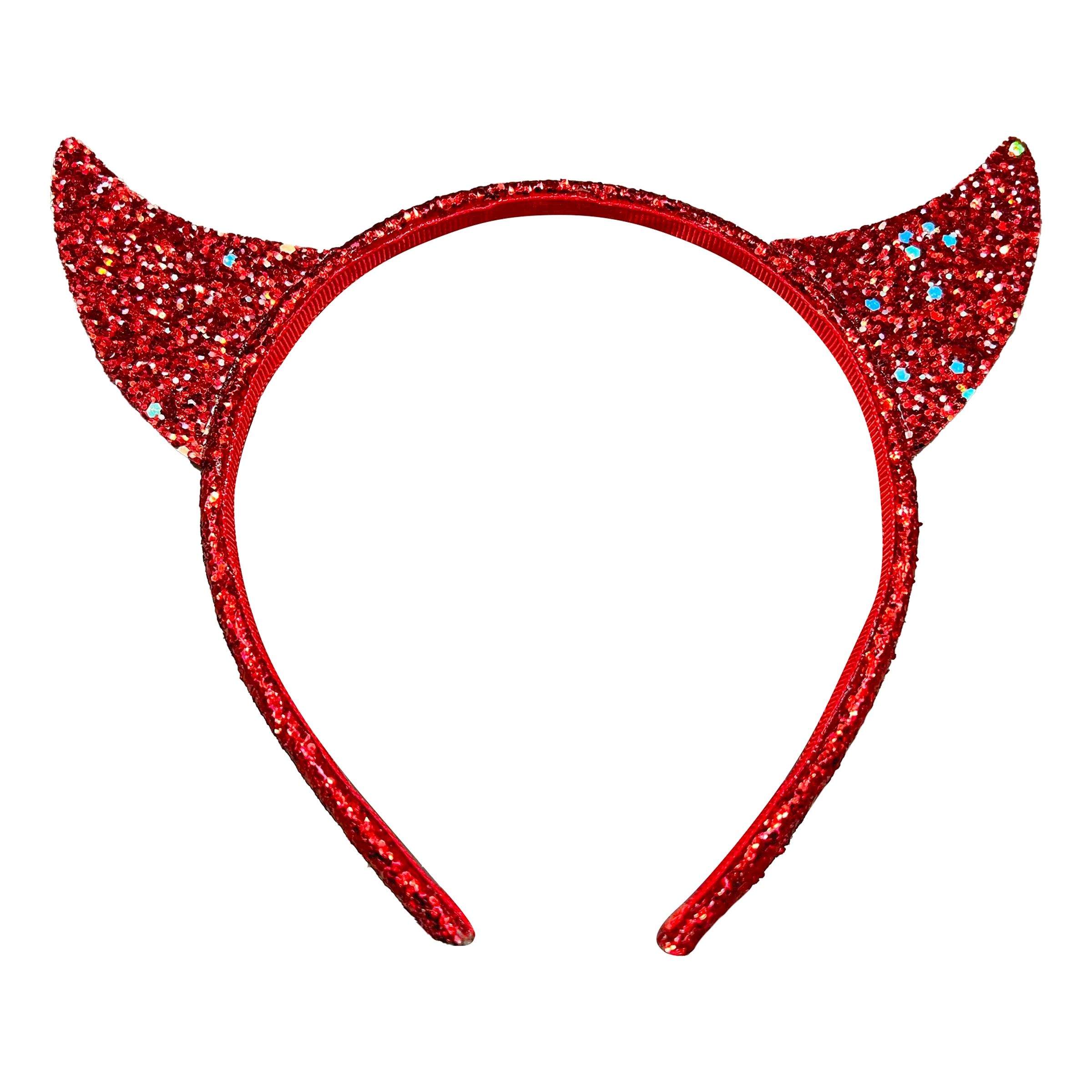 Diadem med Djävulshorn Glittrig - One size | Hem - Maskerad - Tillbehör - Maskeradaccessoarer | Maskeradspecialisten