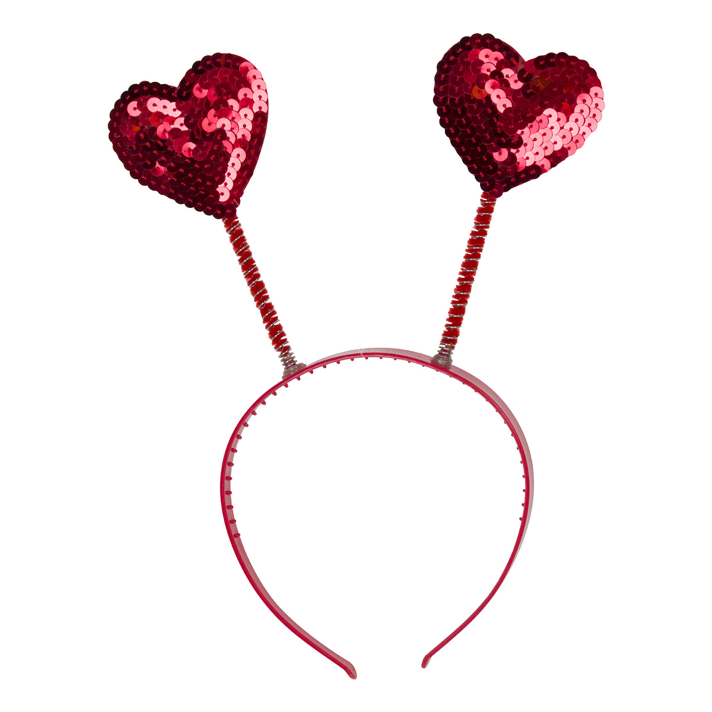 Diadem med Paljetthjärtan Röd - One size | Hem - Maskerad - Tillbehör - Maskeradaccessoarer | Maskeradspecialisten