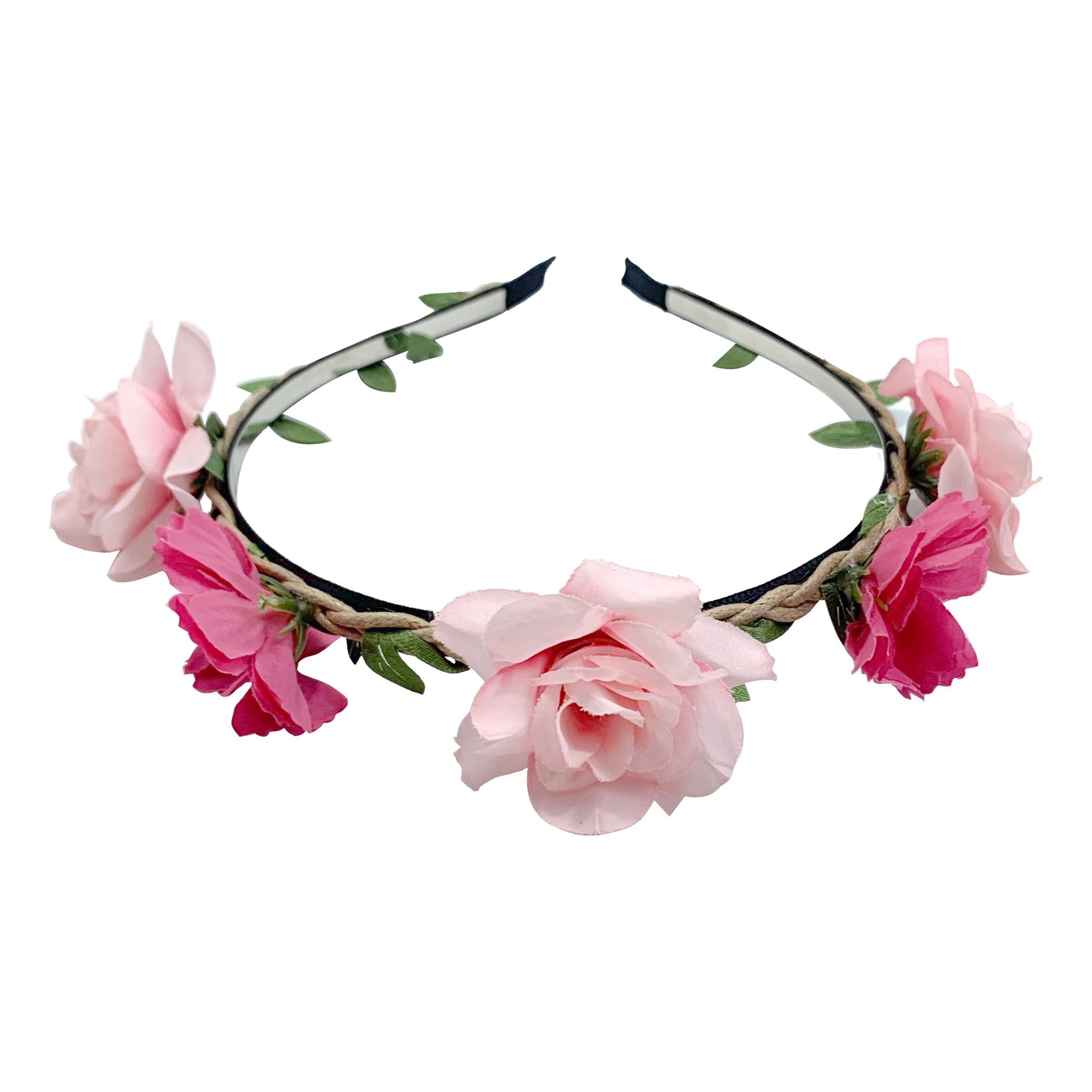 Hårbøjle med Lyserøde Blomster - One size