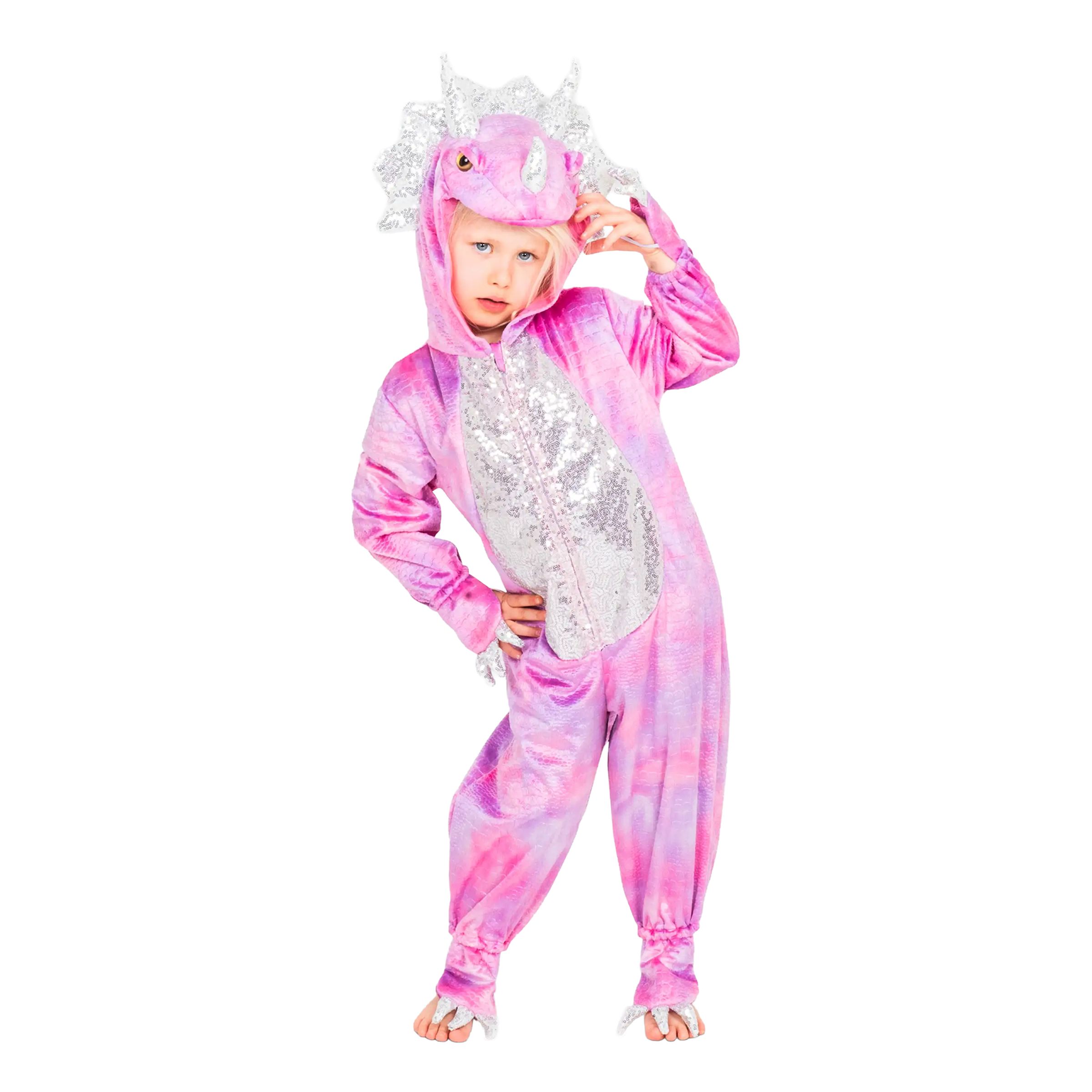 Disco Dinosaurie Rosa Jumpsuit Barn Maskeraddräkt - Small | Hem - Maskerad - Maskeraddräkter - Barndräkter | Maskeradspecialisten