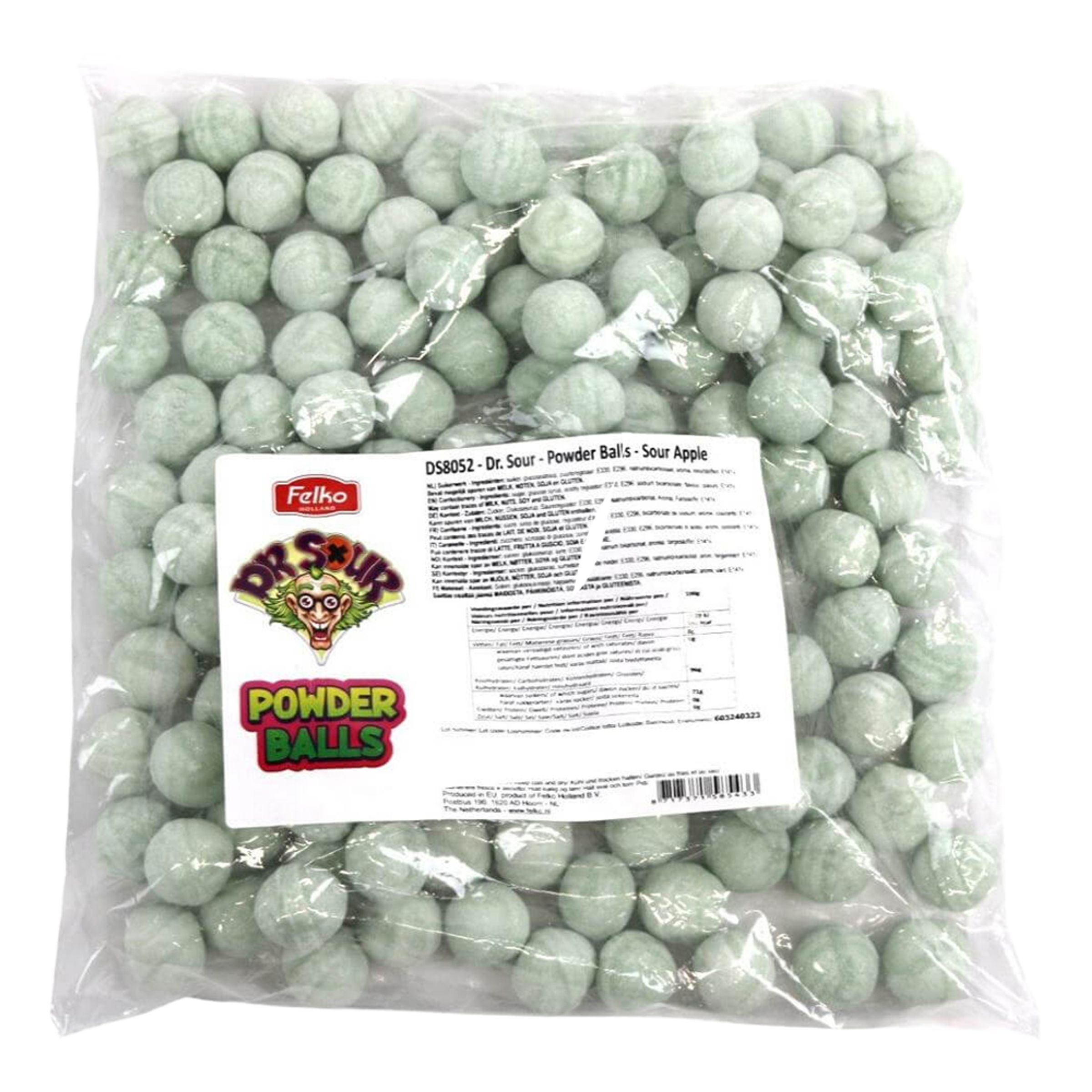 Dr Sour Powder Balls Sour Apple Storpack - 1 kg | Hem - Godis & Läsk - Godis - Surt Godis | Maskeradspecialisten