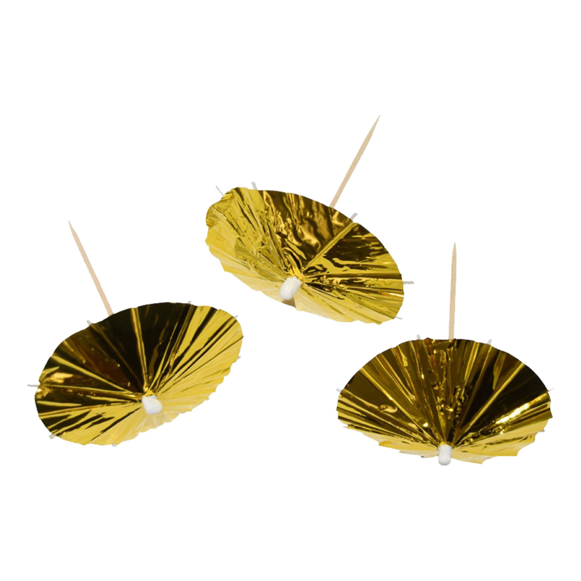 Drinkparasoll Guld - 10-pack | Hem - Bartillbehör - Drinktillbehör - Drinkpinnar | Pryloteket