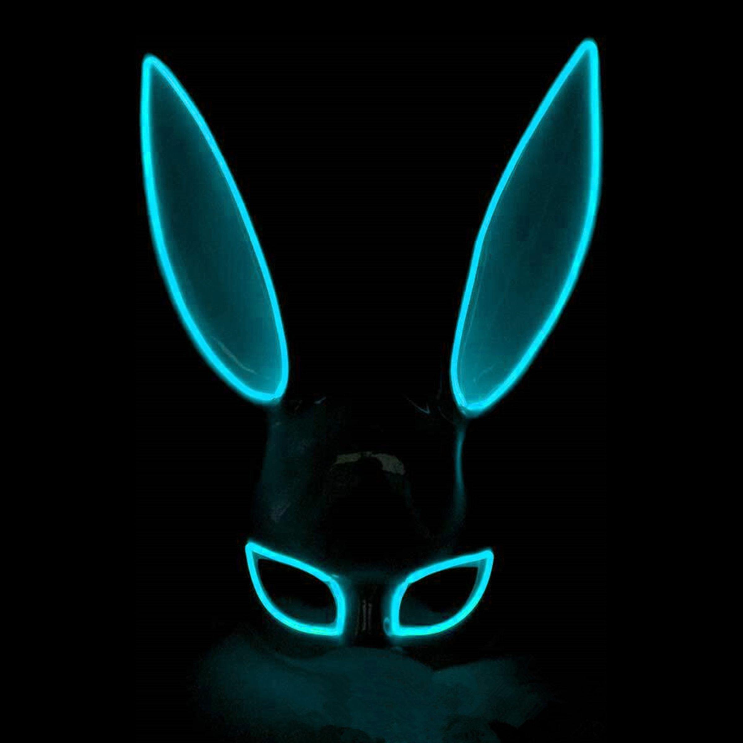 EL Wire Kanin LED Maske - Turkis