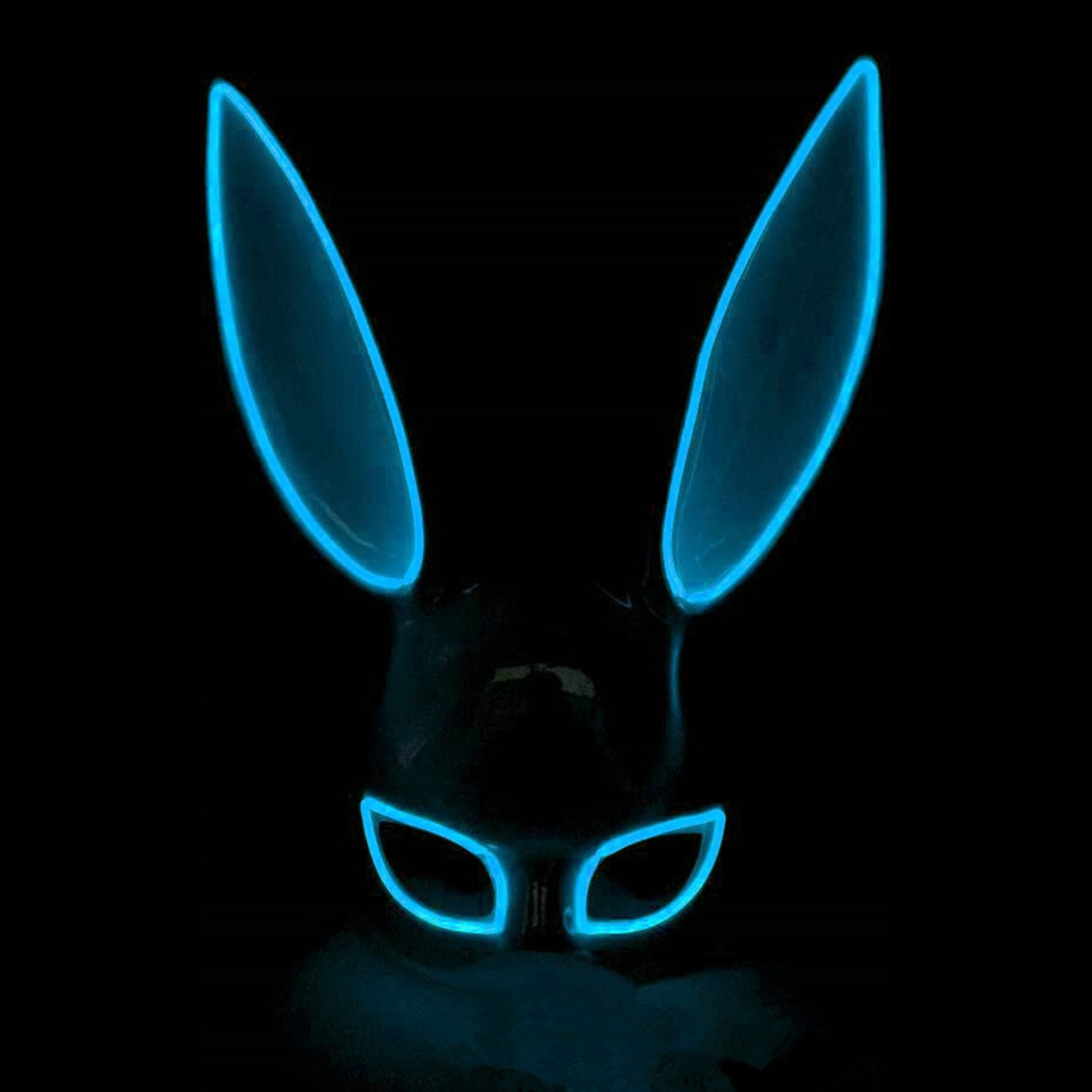 EL Wire Kanin LED Maske - Blå