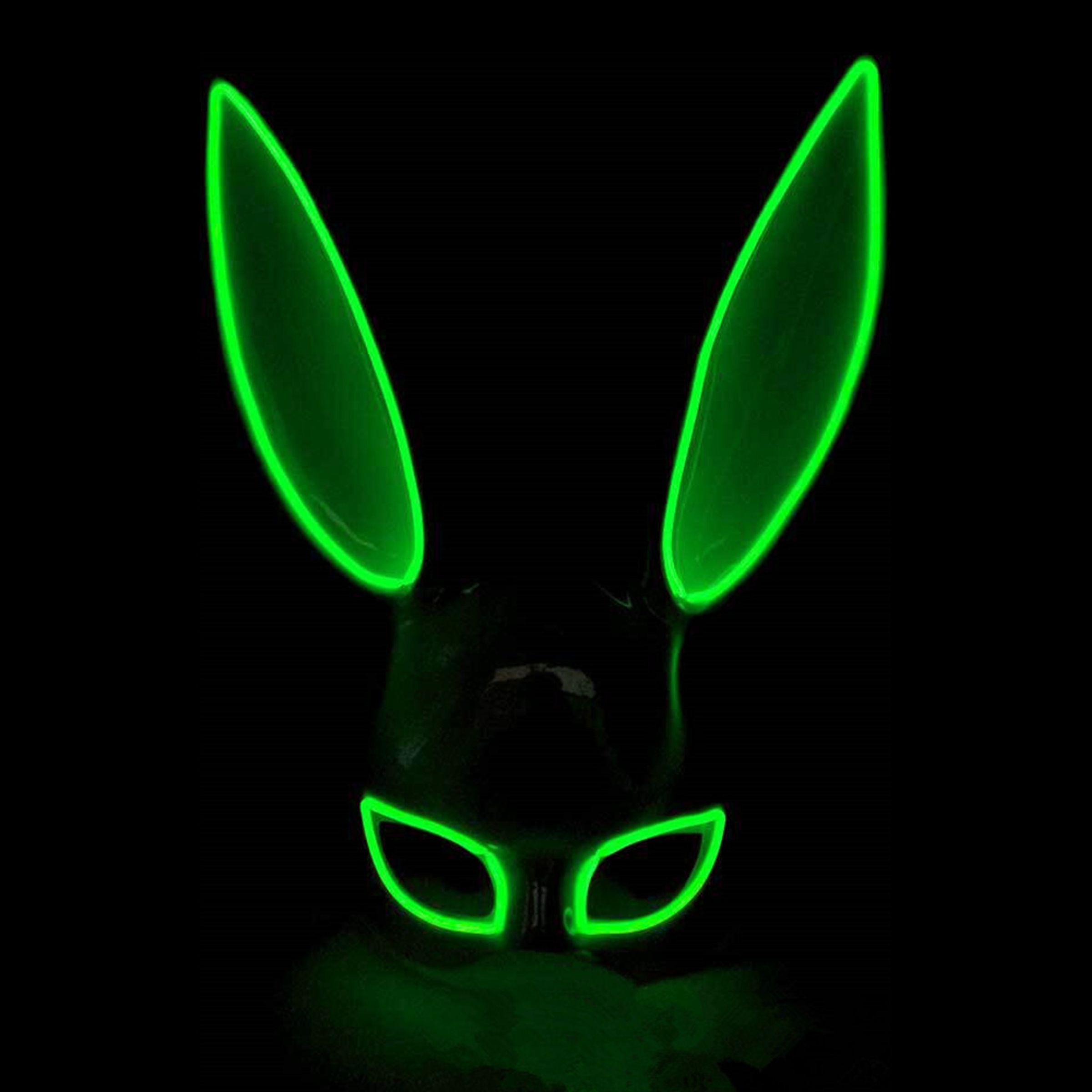 EL Wire Kanin LED Maske - Grøn