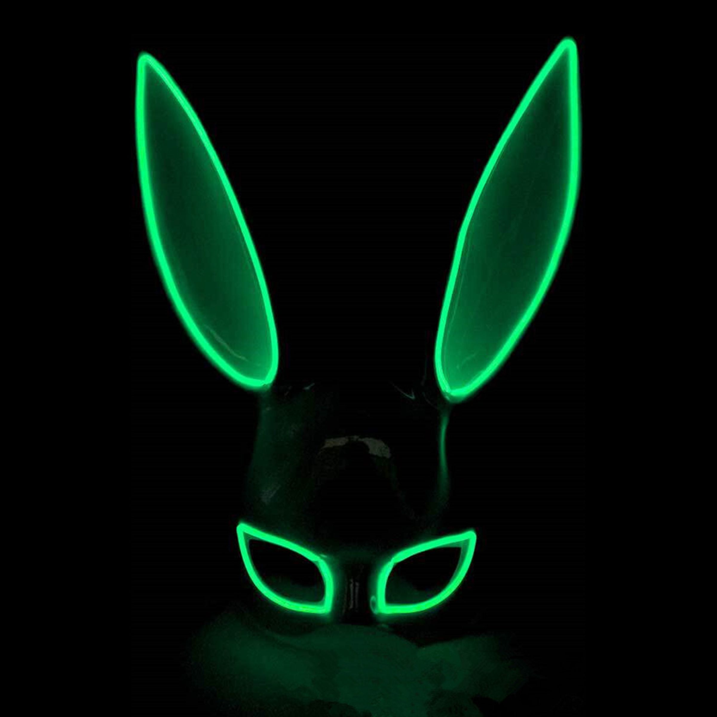 EL Wire Kanin LED Maske - Lysegrøn