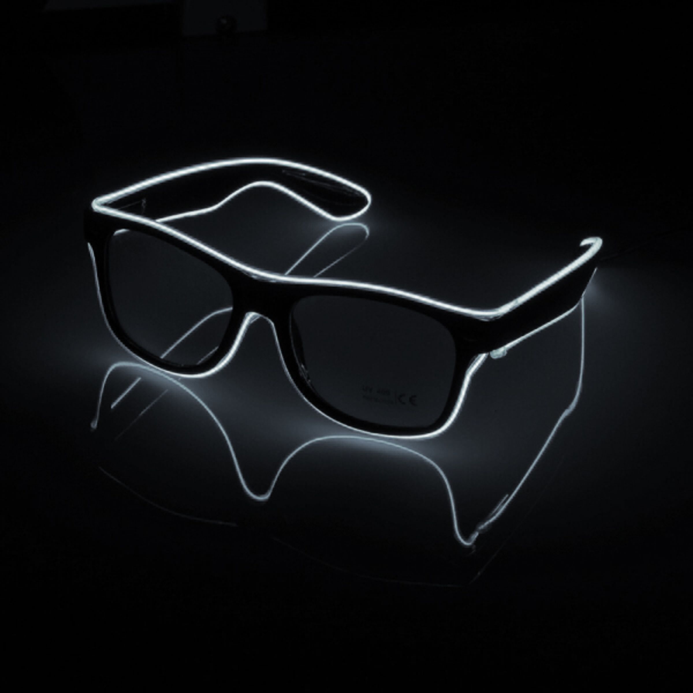 El Wire LED Glasögon - Vit | Hem - Roliga Prylar - Accessoarer - Solglasögon | Pryloteket
