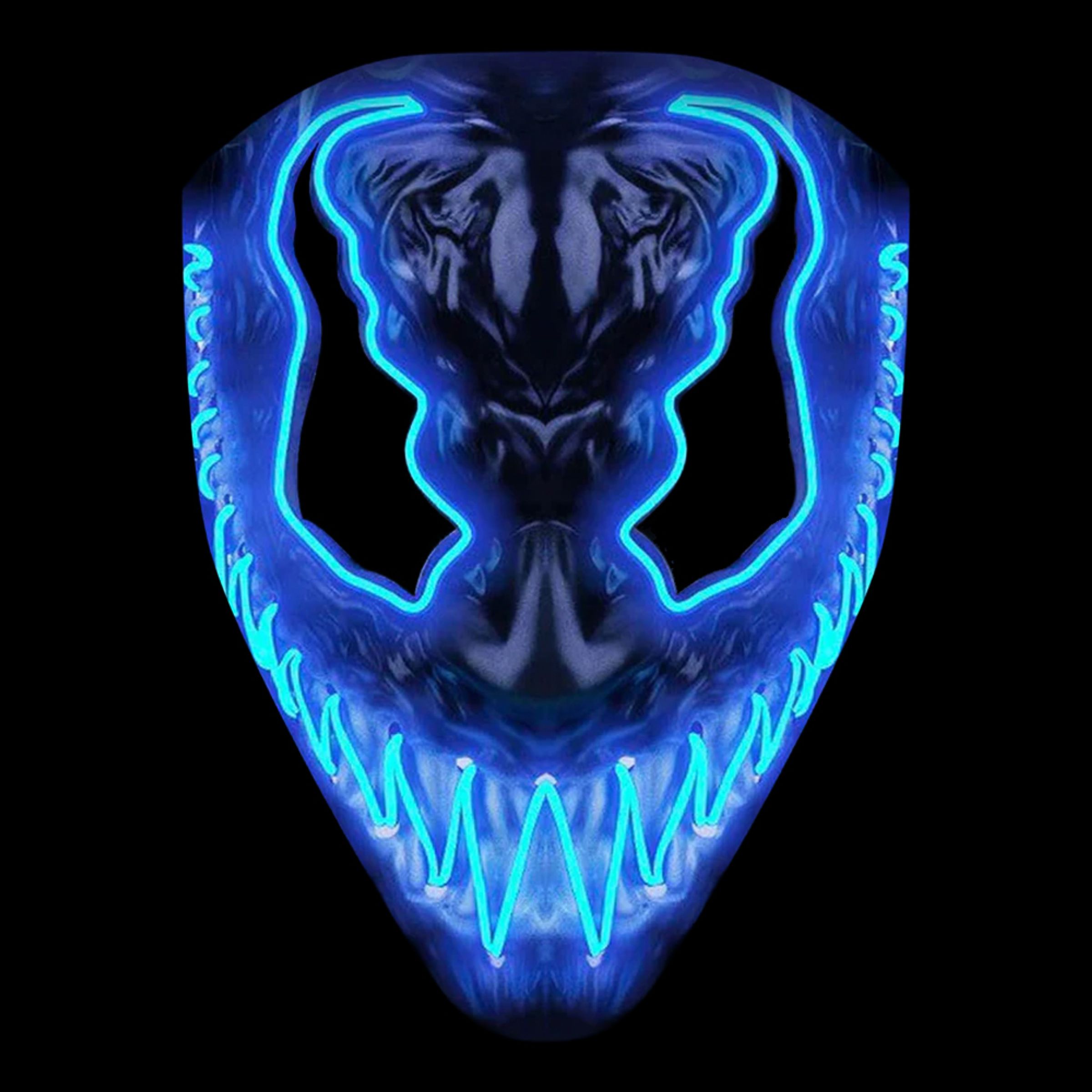 El Wire Demon Blå LED Mask - One size | Hem - Maskerad - Masker - Halloweenmasker | Maskeradspecialisten