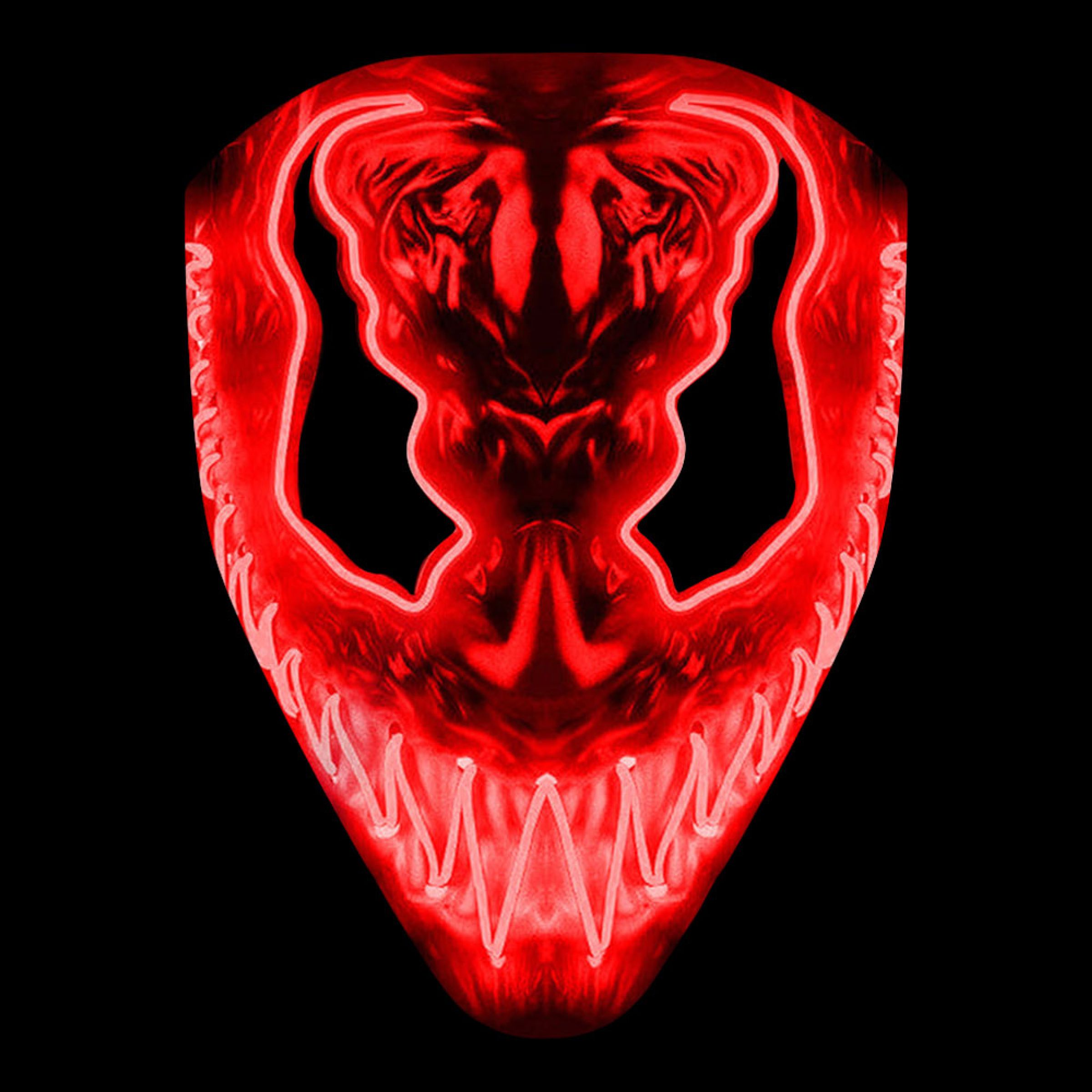 El Wire Demon Röd LED Mask - One size | Hem - Maskerad - Masker - Halloweenmasker | Maskeradspecialisten
