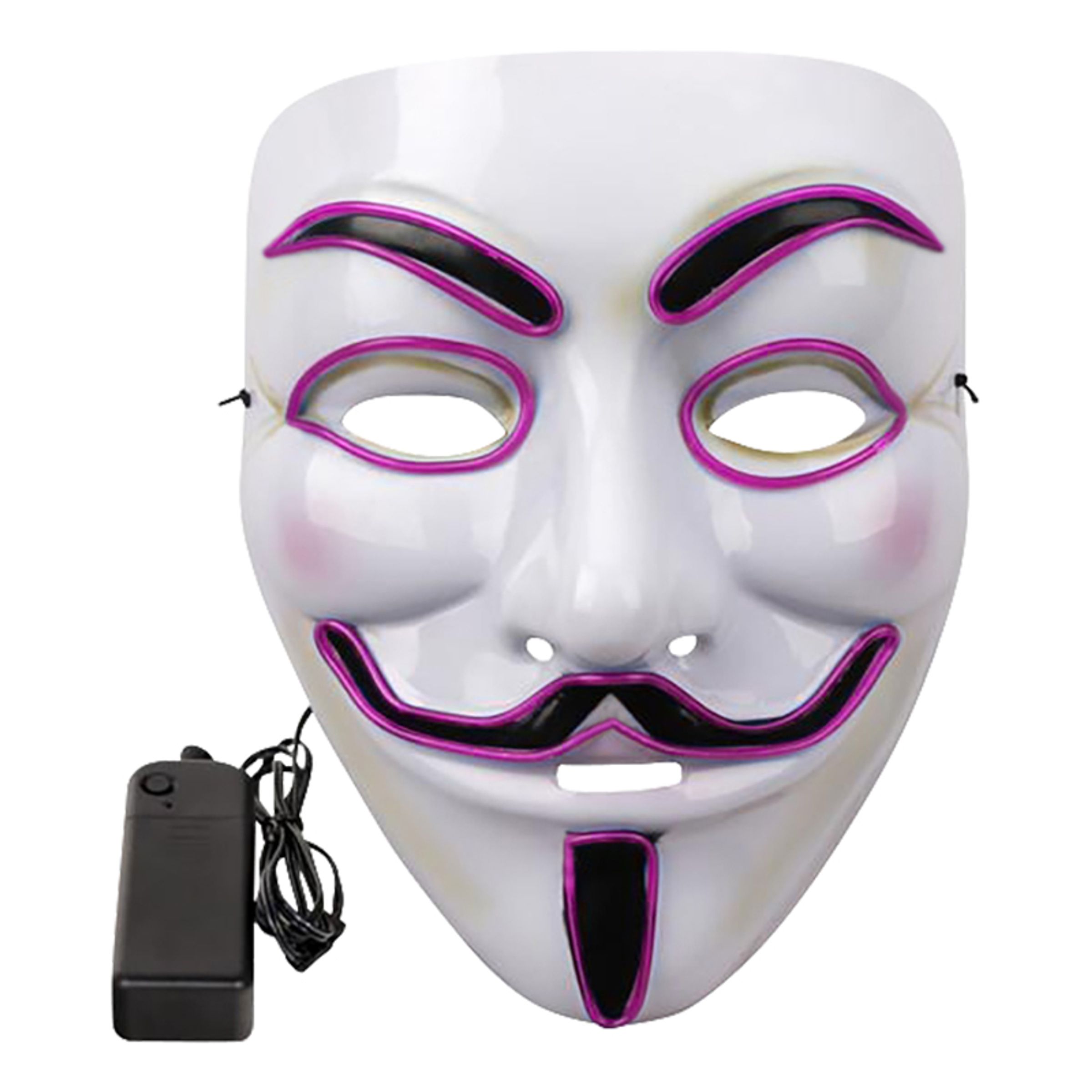 EL Wire V For Vendetta LED Maske - Lyserød