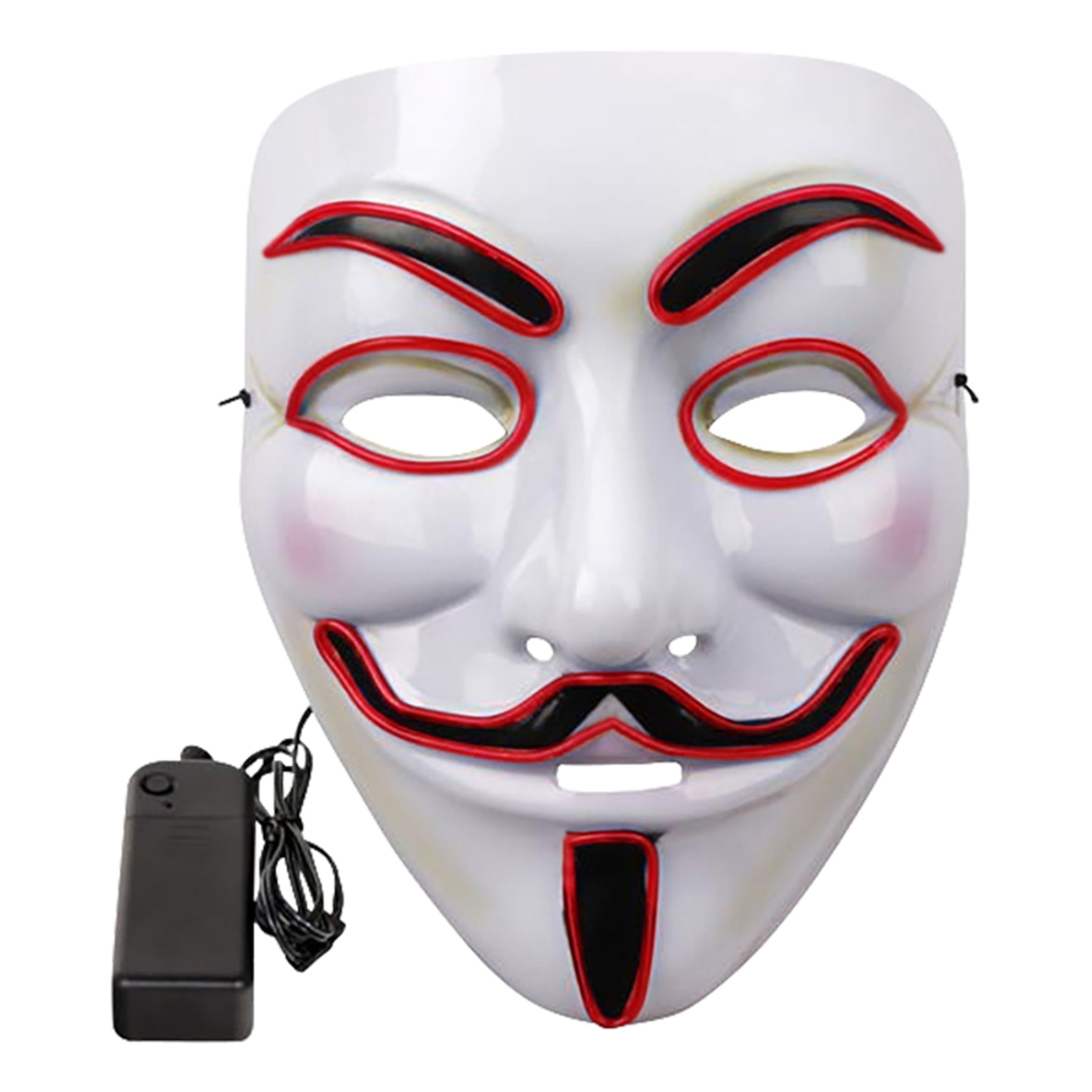 EL Wire V For Vendetta LED Maske - Rød