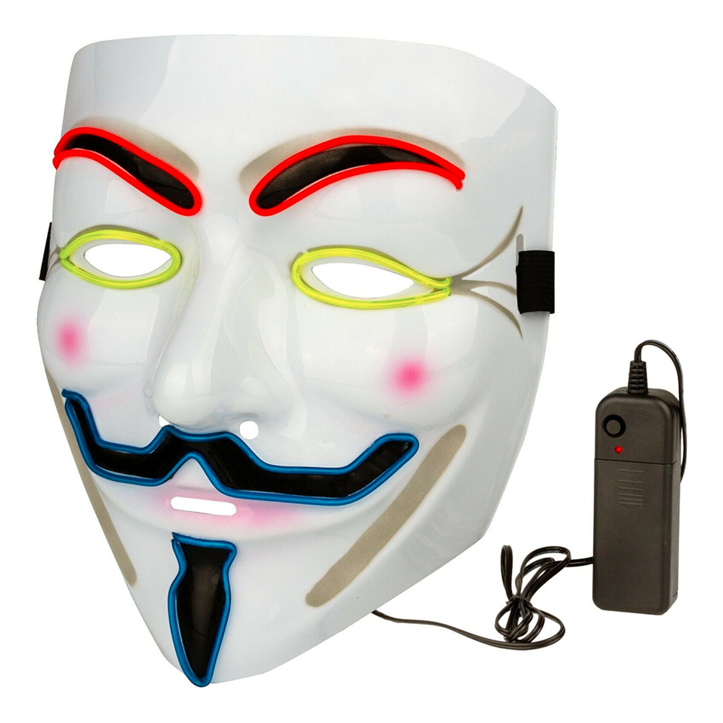 EL Wire V For Vendetta LED Maske - Flerfärgad