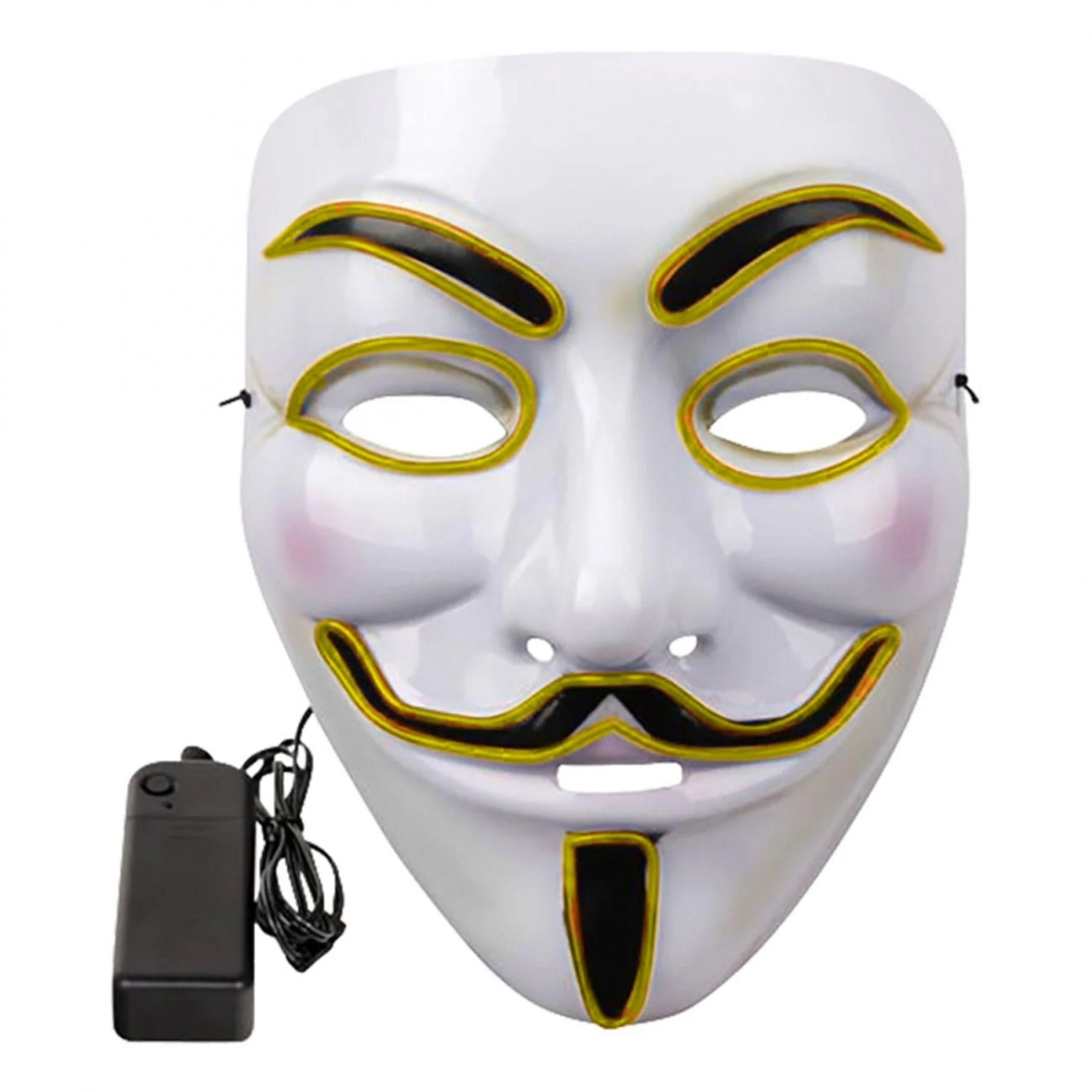 EL Wire V For Vendetta LED Maske - Gul
