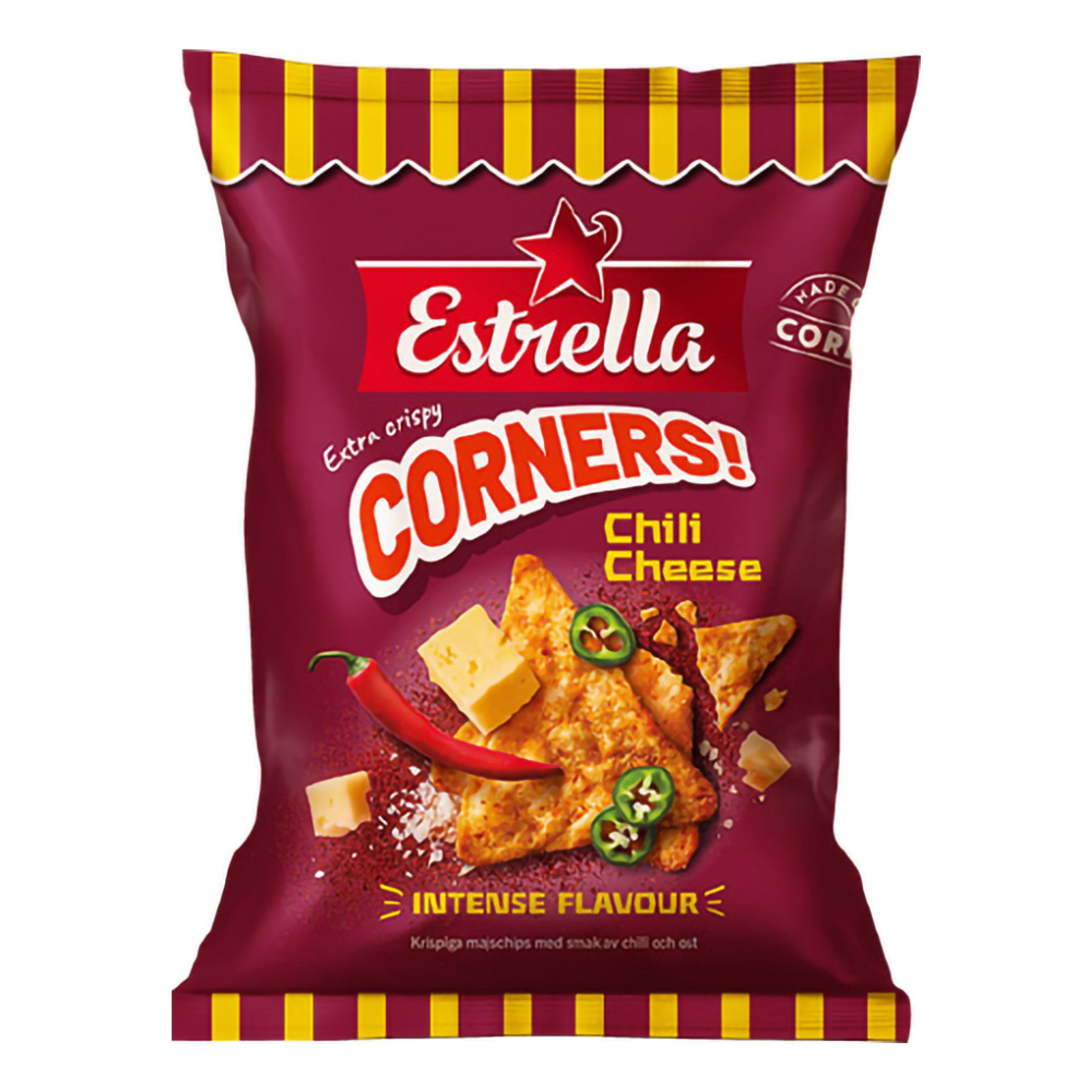 Estrella Corners Chili Cheese - 160 g | Hem - Godis & Läsk - Snacks - Chips | Maskeradspecialisten
