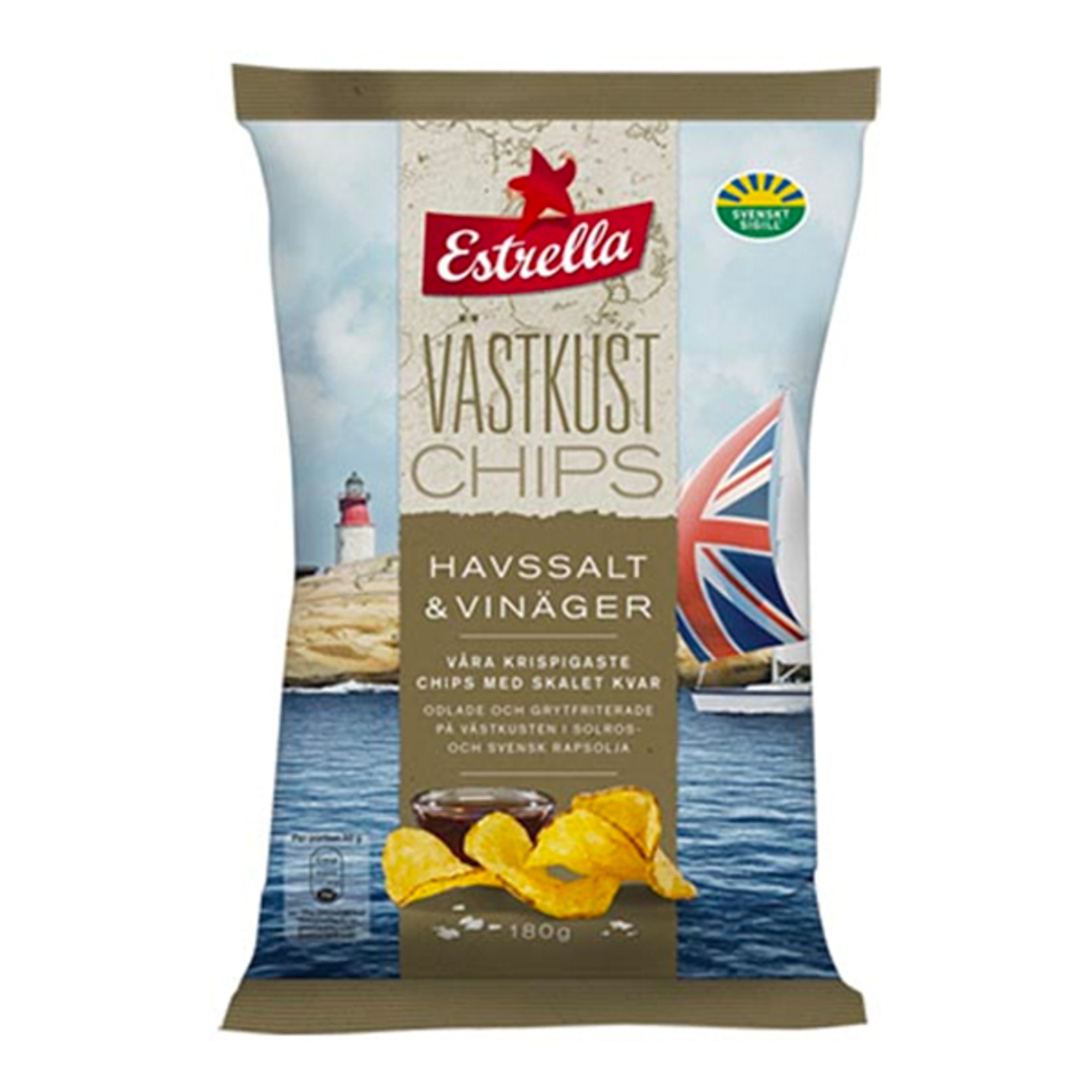 Estrella Västkustchips & Havssalt Vinäger - 180 g | Hem - Godis & Läsk - Snacks - Chips | Maskeradspecialisten