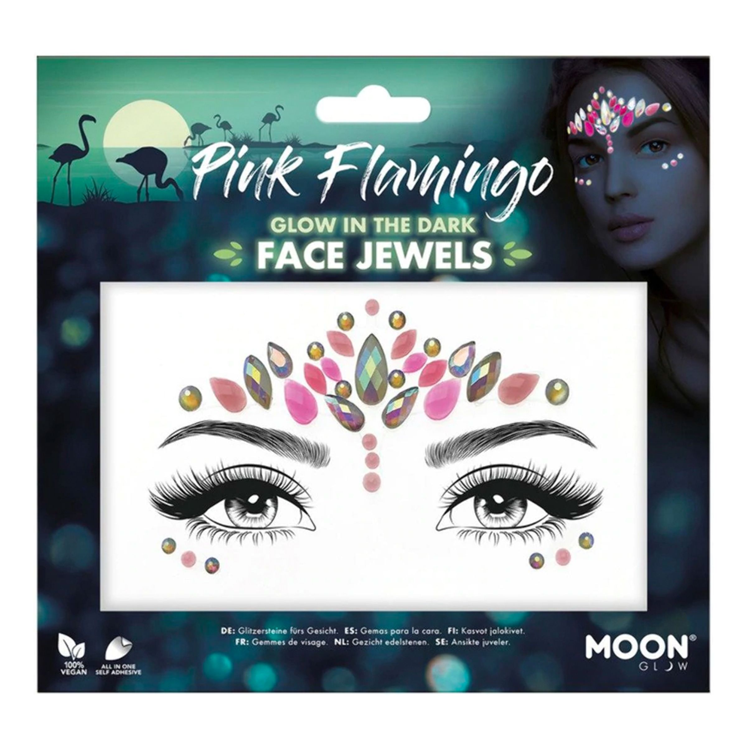 Moon Creations Face Jewels Självlysande Pink Flamingo