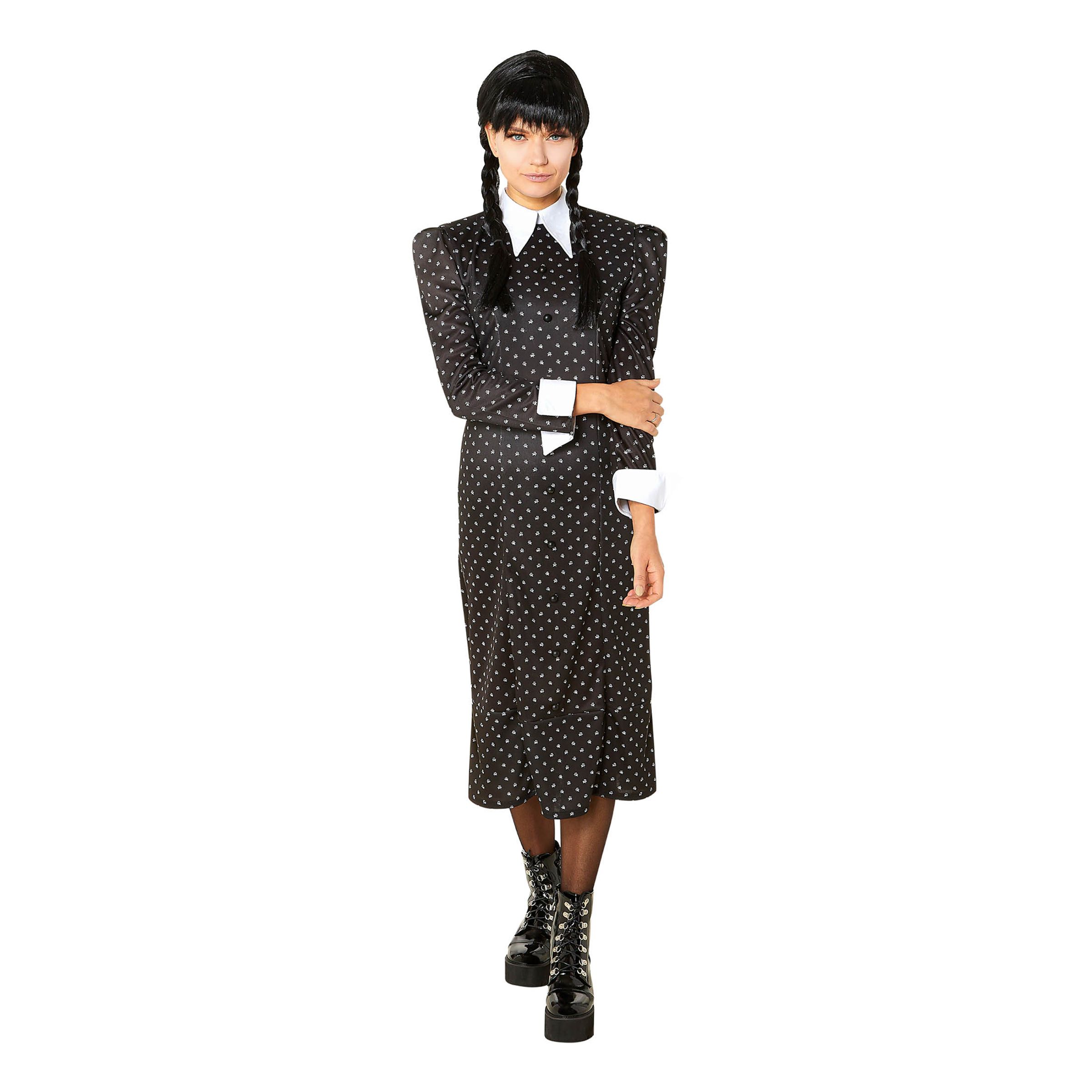 Familien Addams Wednesday Kjole Kostume - Large