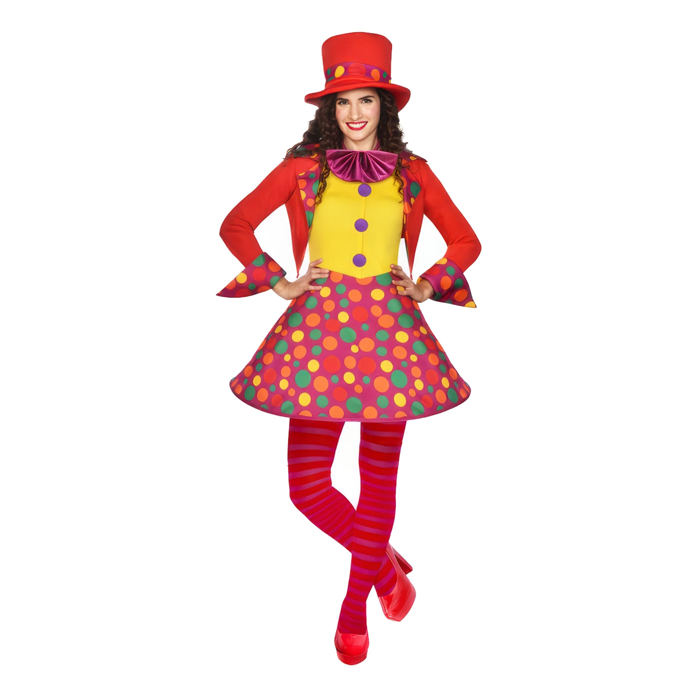 Färgglad Clown Klänning Maskeraddräkt - Medium