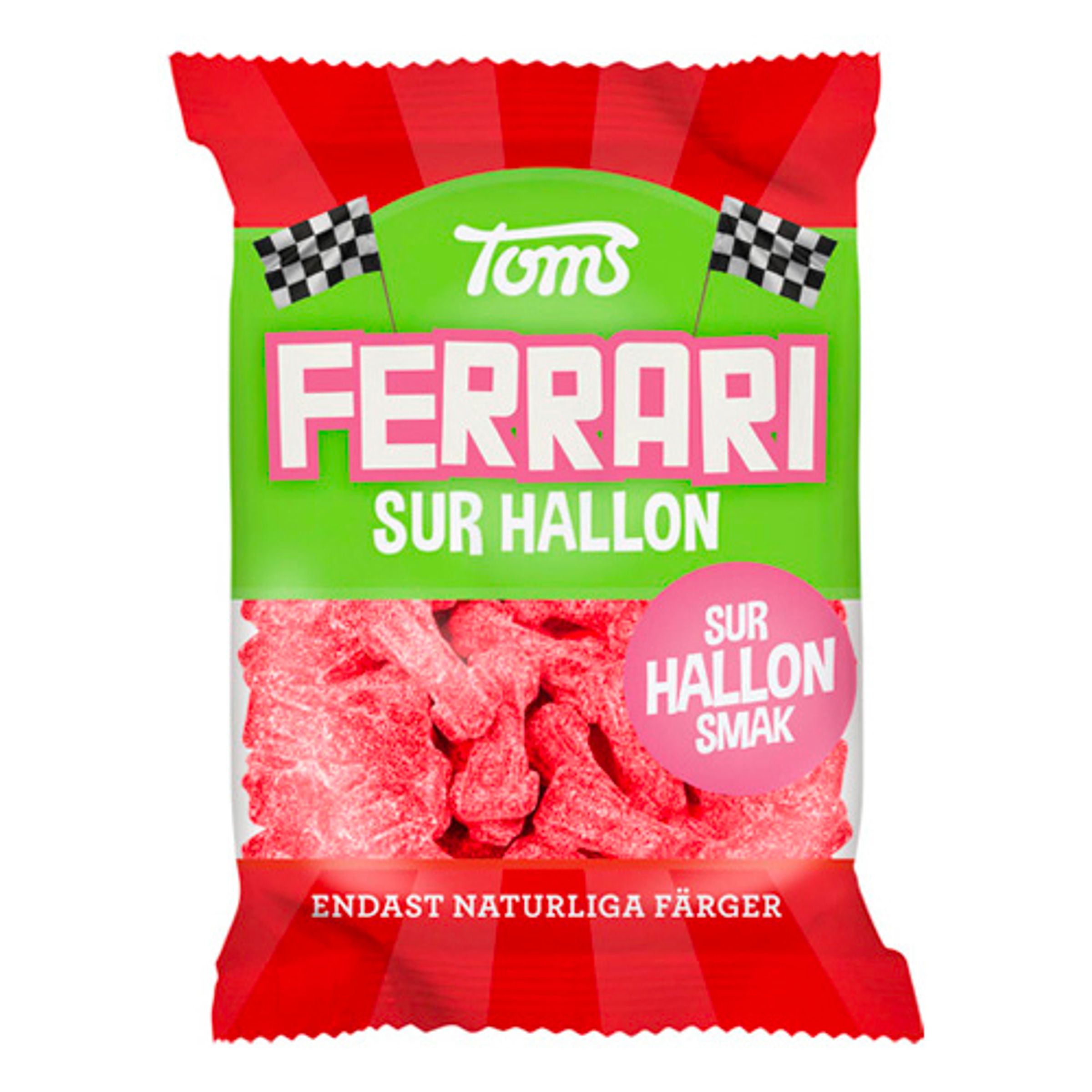 Toms Ferrari Sur Hallon Påse - 120 gram | Hem - Godis & Läsk - Godis - Surt Godis | Pryloteket