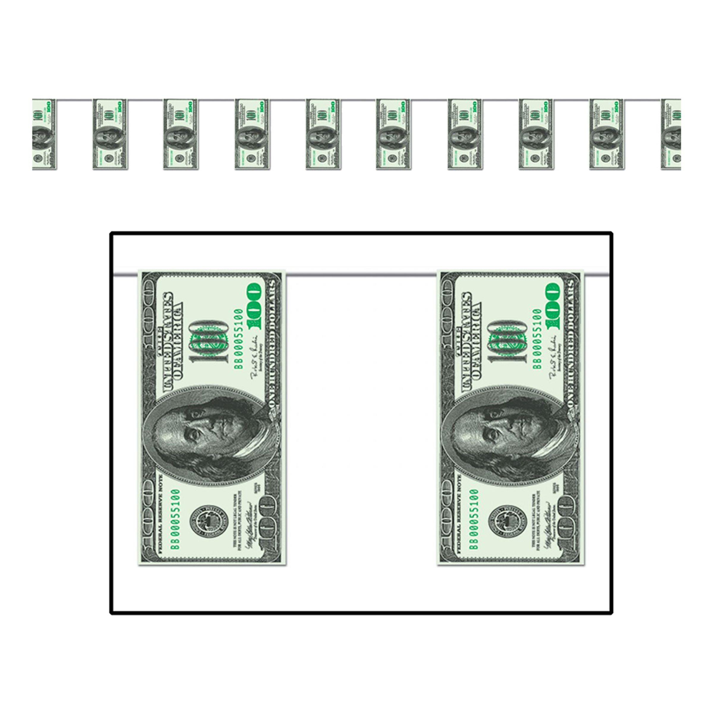 Vimpelgirlang 100-dollarsedlar | Hem - Festartiklar - Festdekoration - Girlanger | Pryloteket