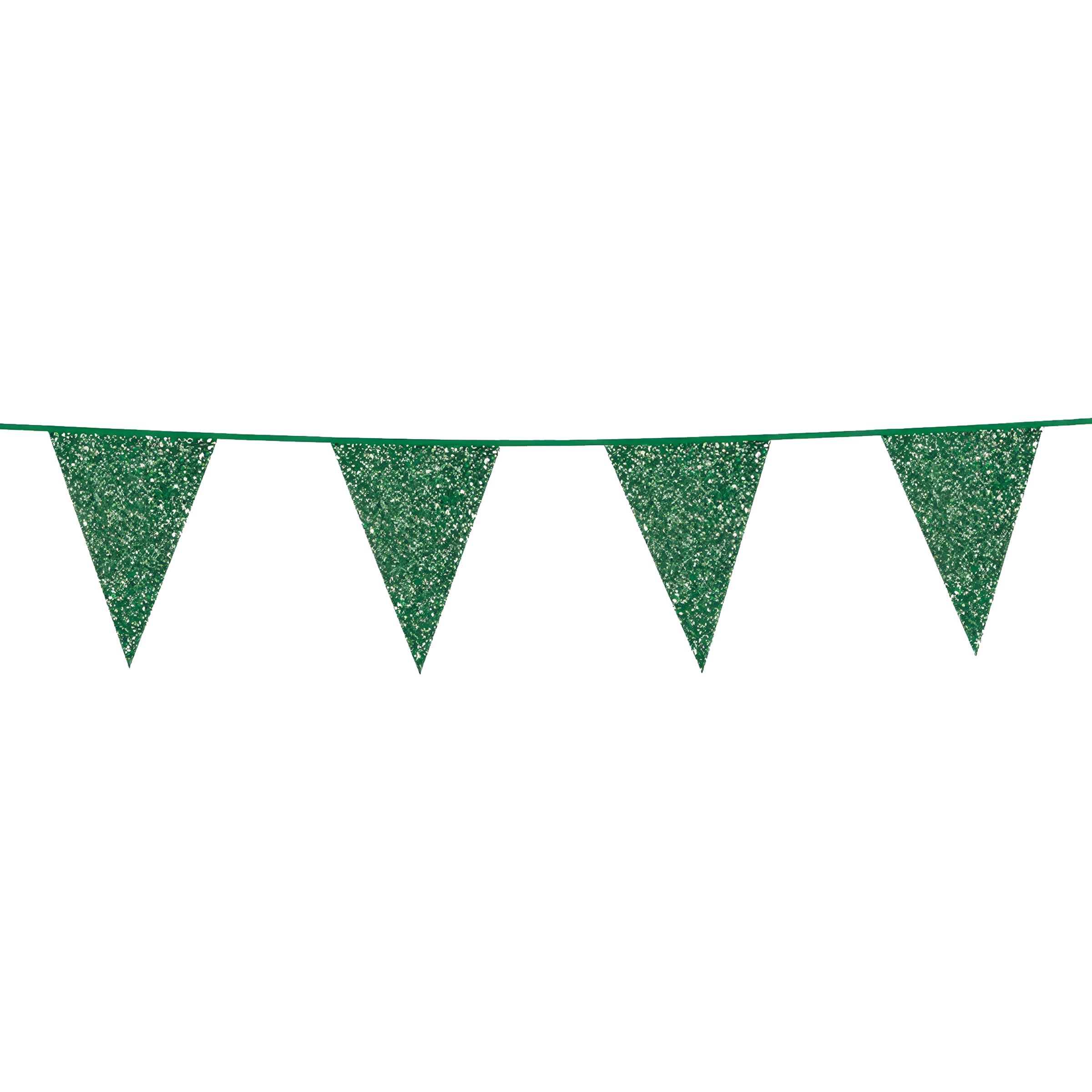 Vimpelgirlang Glitter Grön | Hem - Festartiklar - Festdekoration - Girlanger | Pryloteket