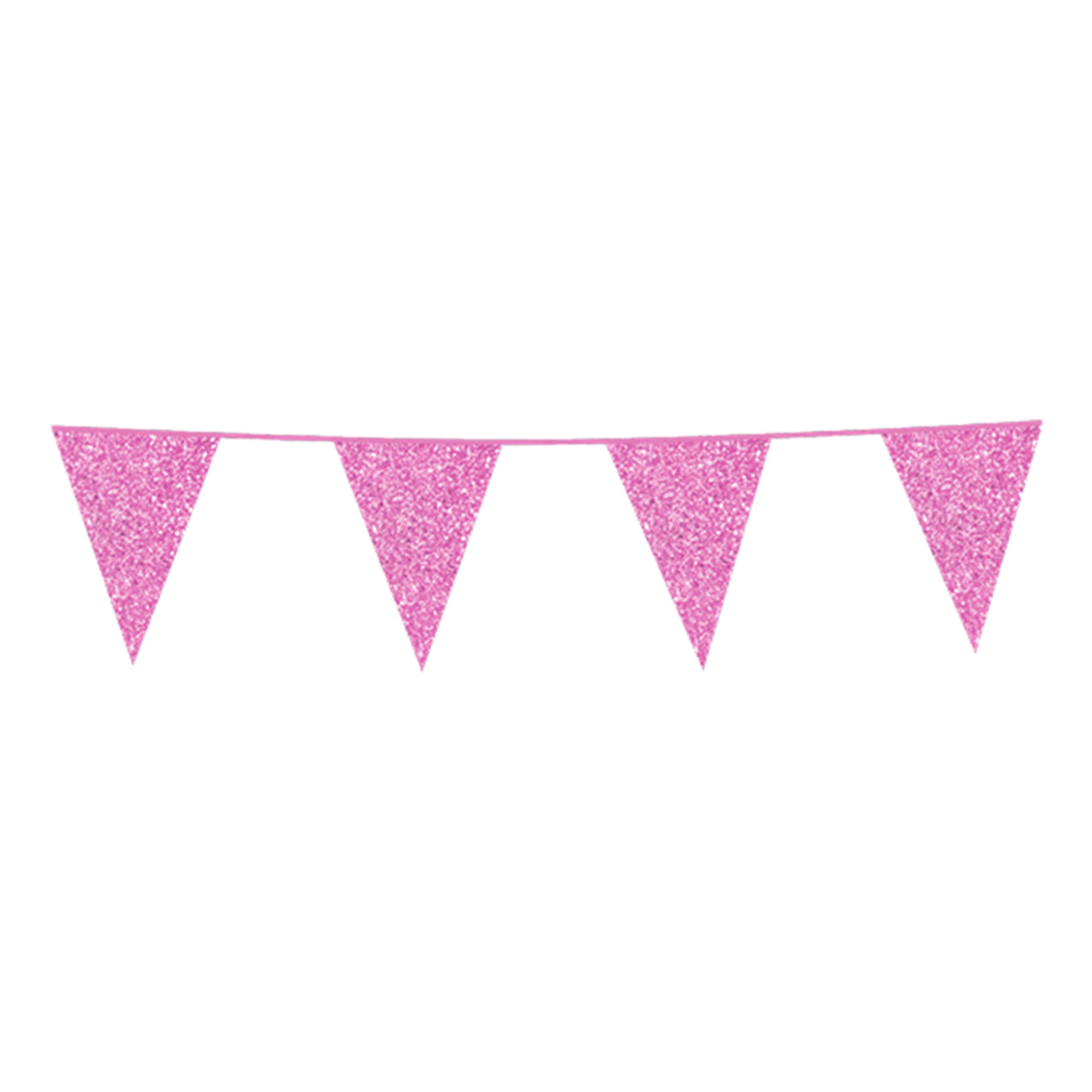 Vimpelgirlang Glitter Ljusrosa | Hem - Festartiklar - Festdekoration - Girlanger | Pryloteket