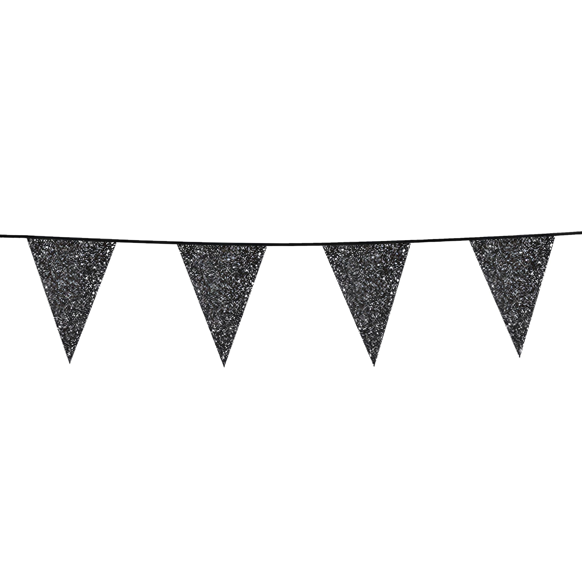 Vimpelgirlang Glitter Svart | Hem - Festartiklar - Festdekoration - Girlanger | Pryloteket