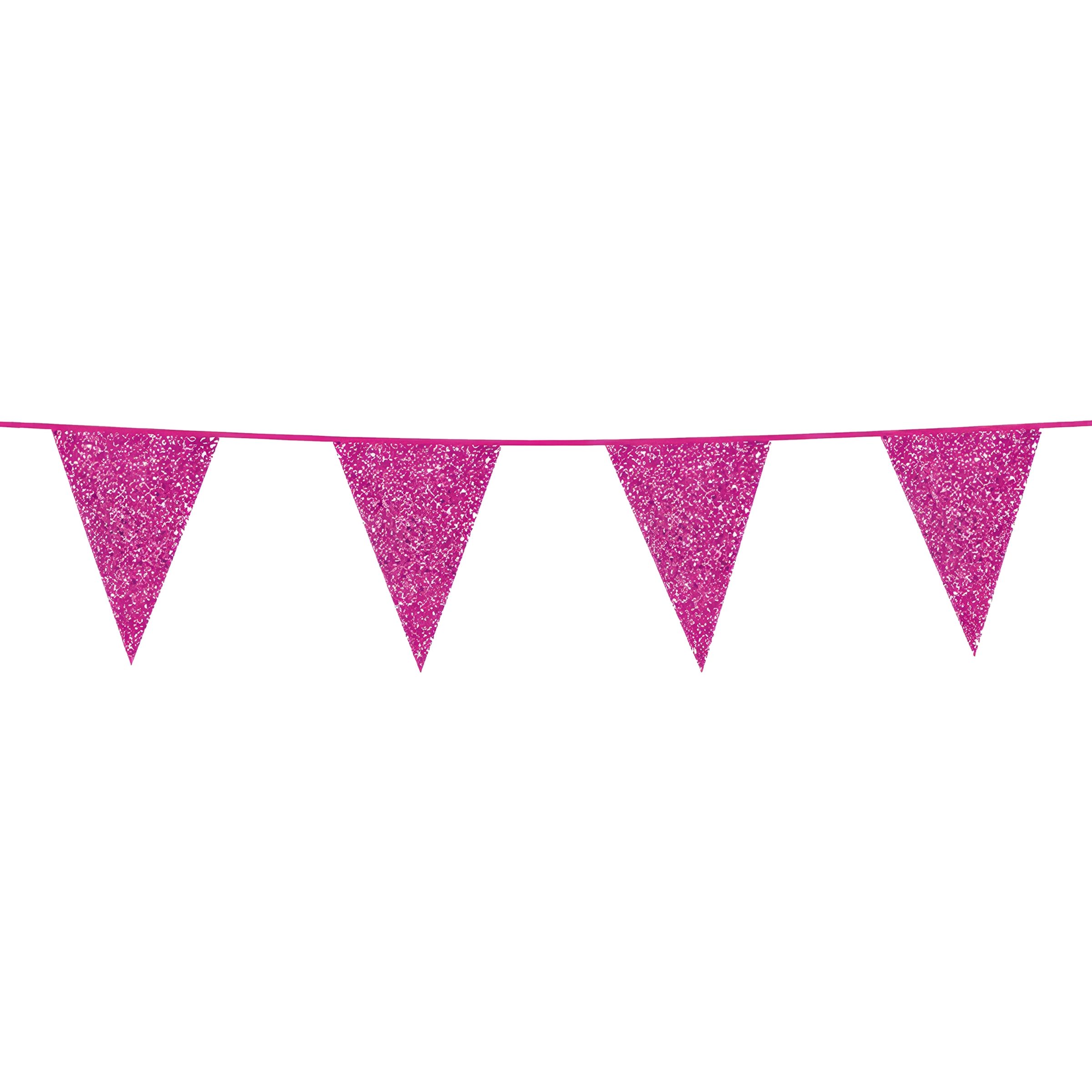 Vimpelgirlang Hot Pink Glitter | Hem - Festartiklar - Festdekoration - Girlanger | Pryloteket