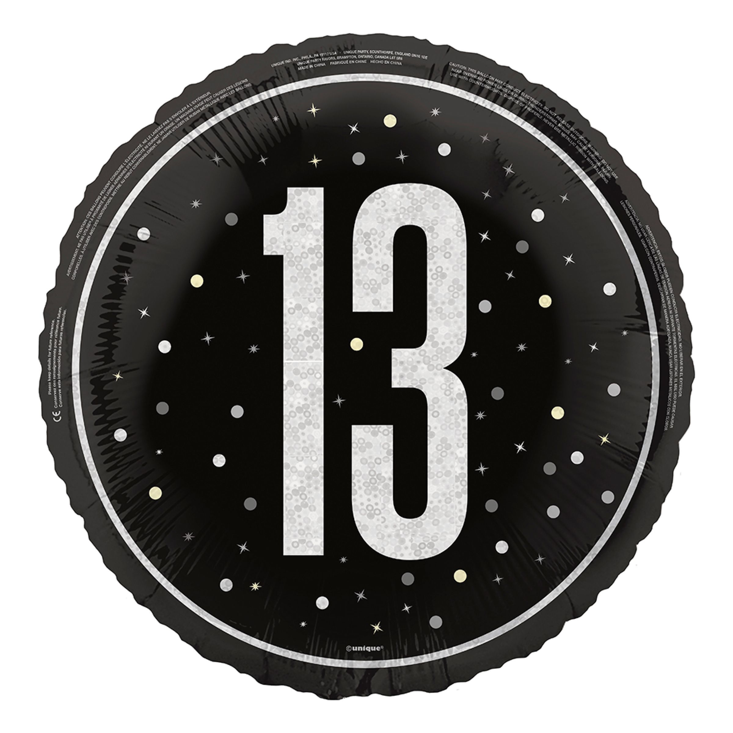 Folieballon 13 Sort/Sølv