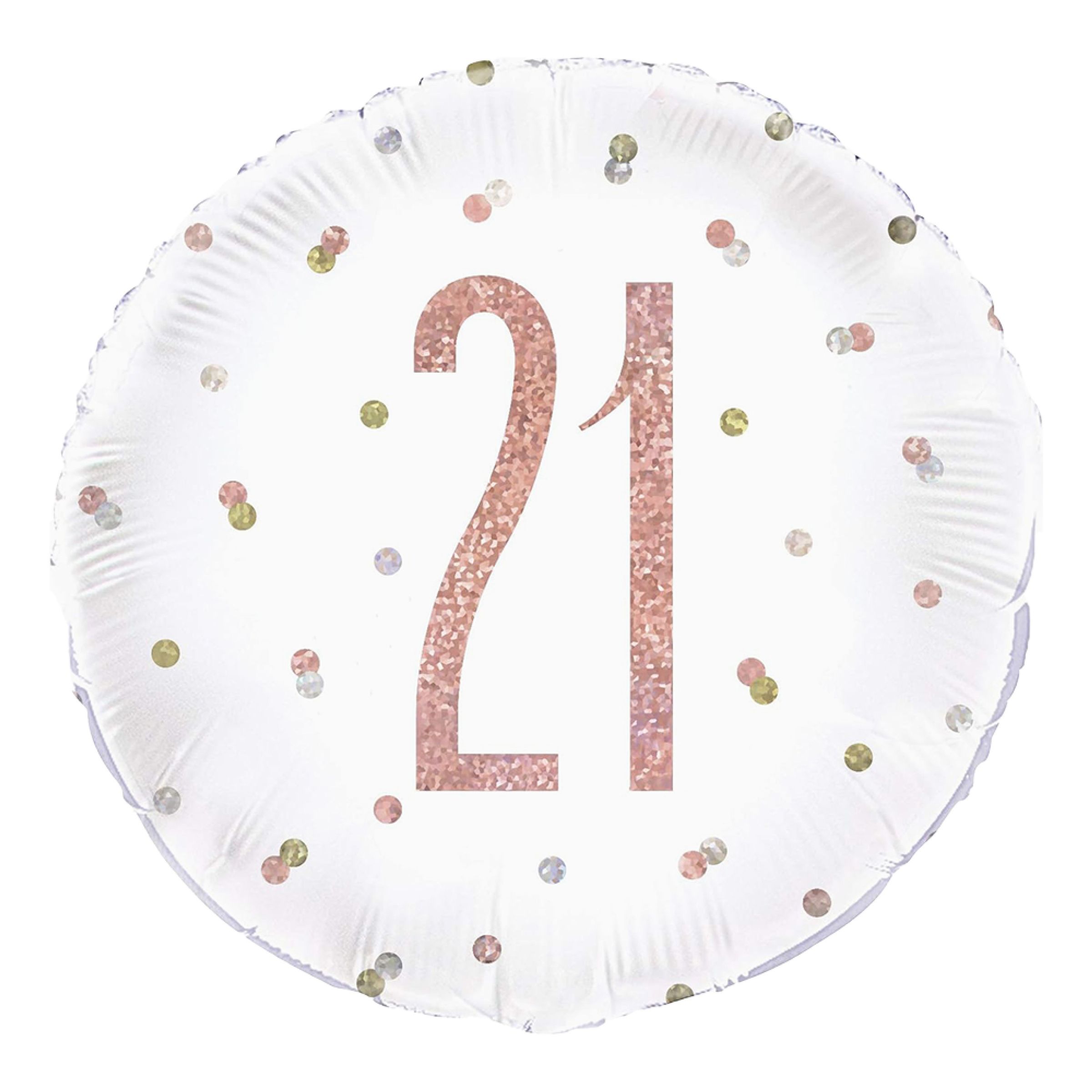 Folieballong 21 Vit/Roséguld Prickig | Hem - Festartiklar - Ballonger - Folieballonger | Pryloteket