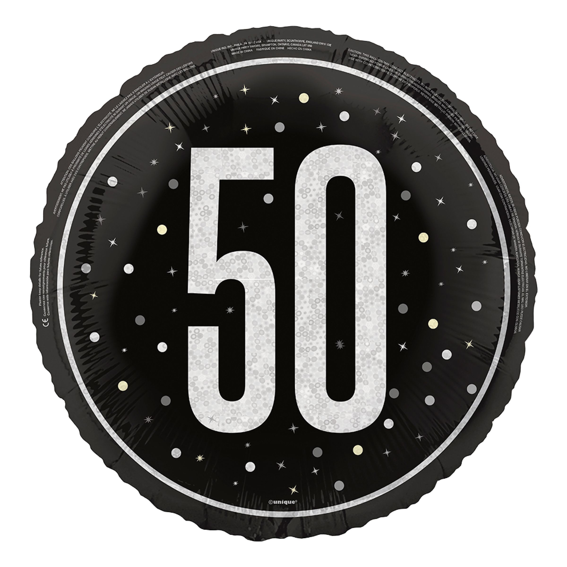 Folieballon 50 Sort/Sølv