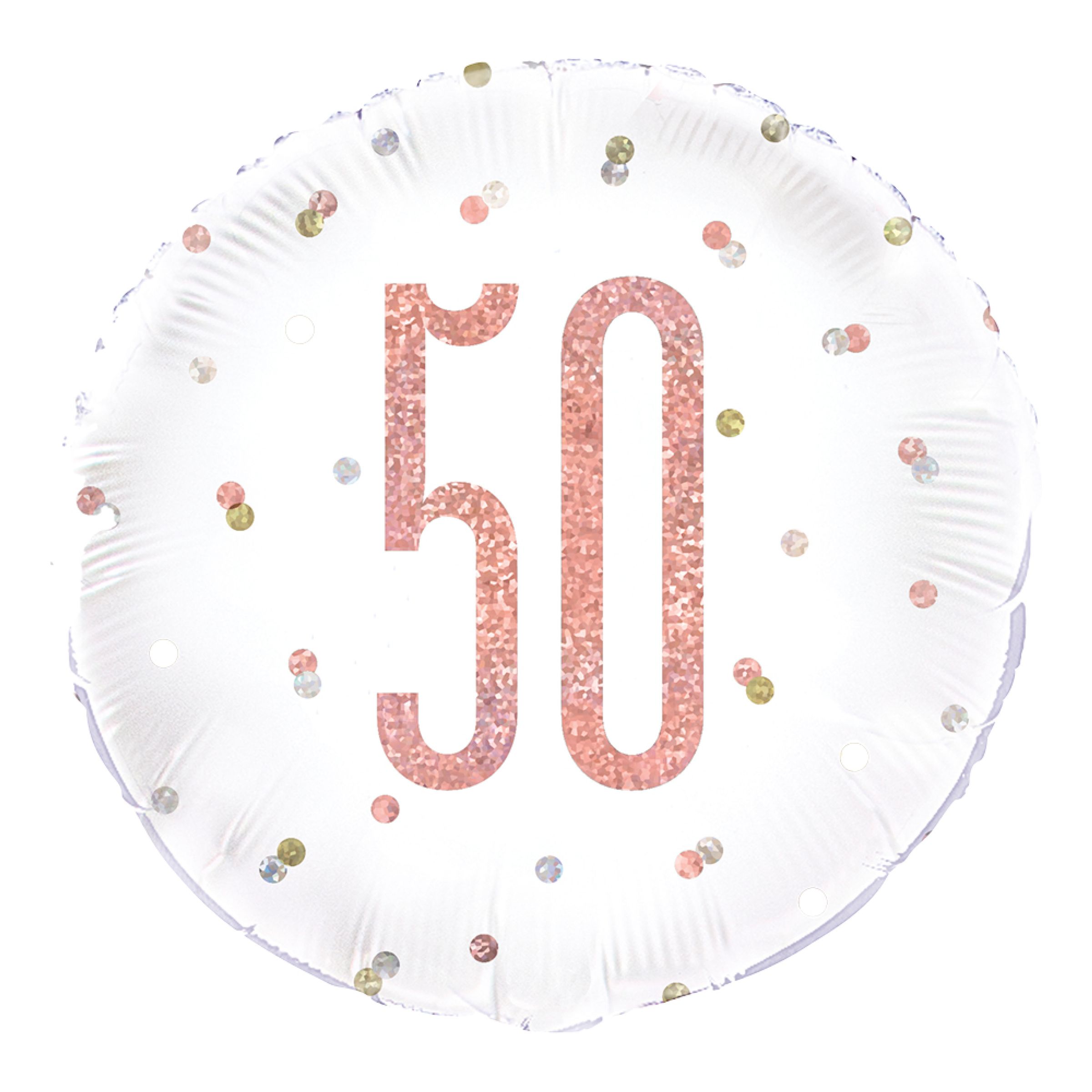 Folieballong 50 Vit/Roséguld Prickig | Hem - Festartiklar - Ballonger - Folieballonger | Pryloteket