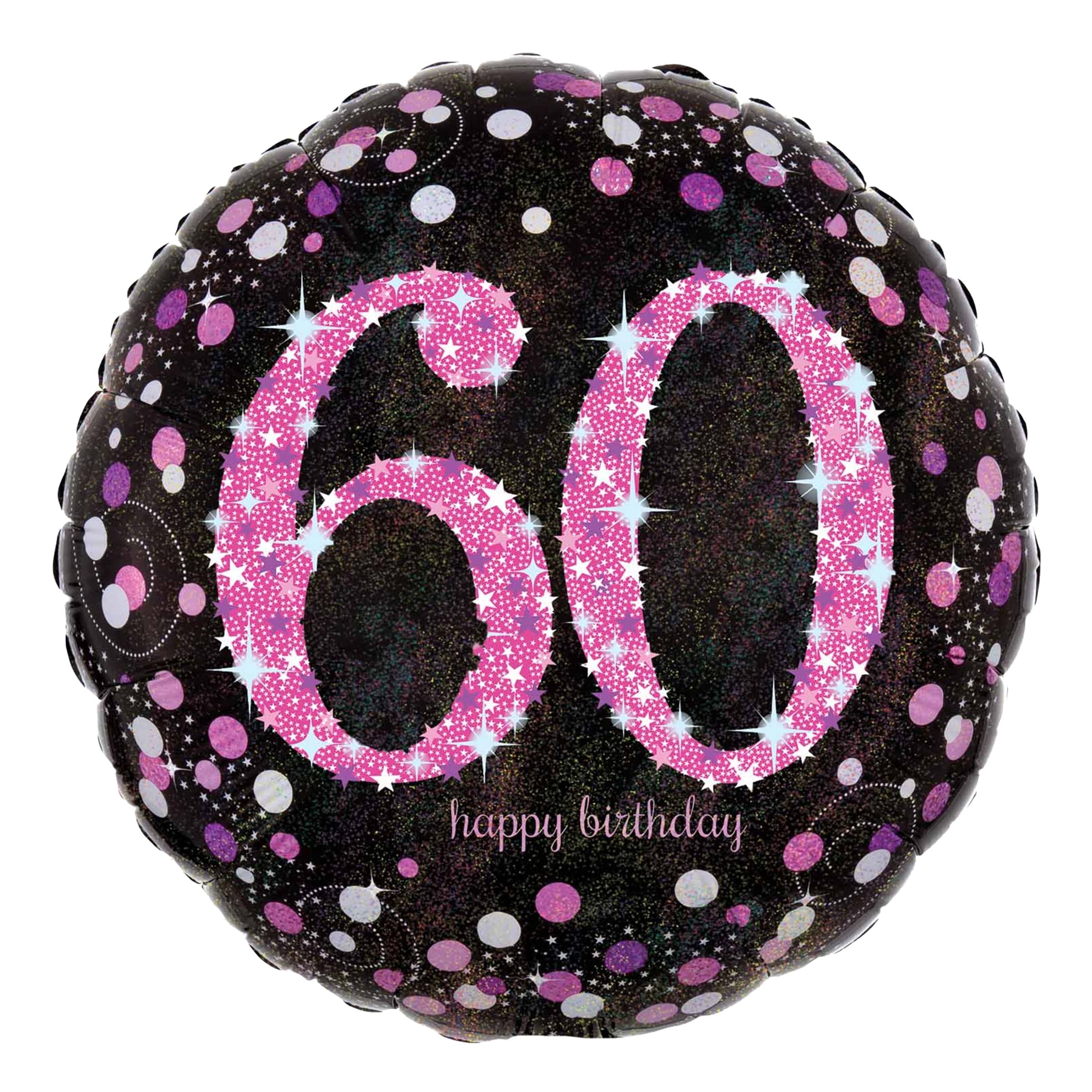 Folieballon 60 Happy Birthday Lyserød Sparkling